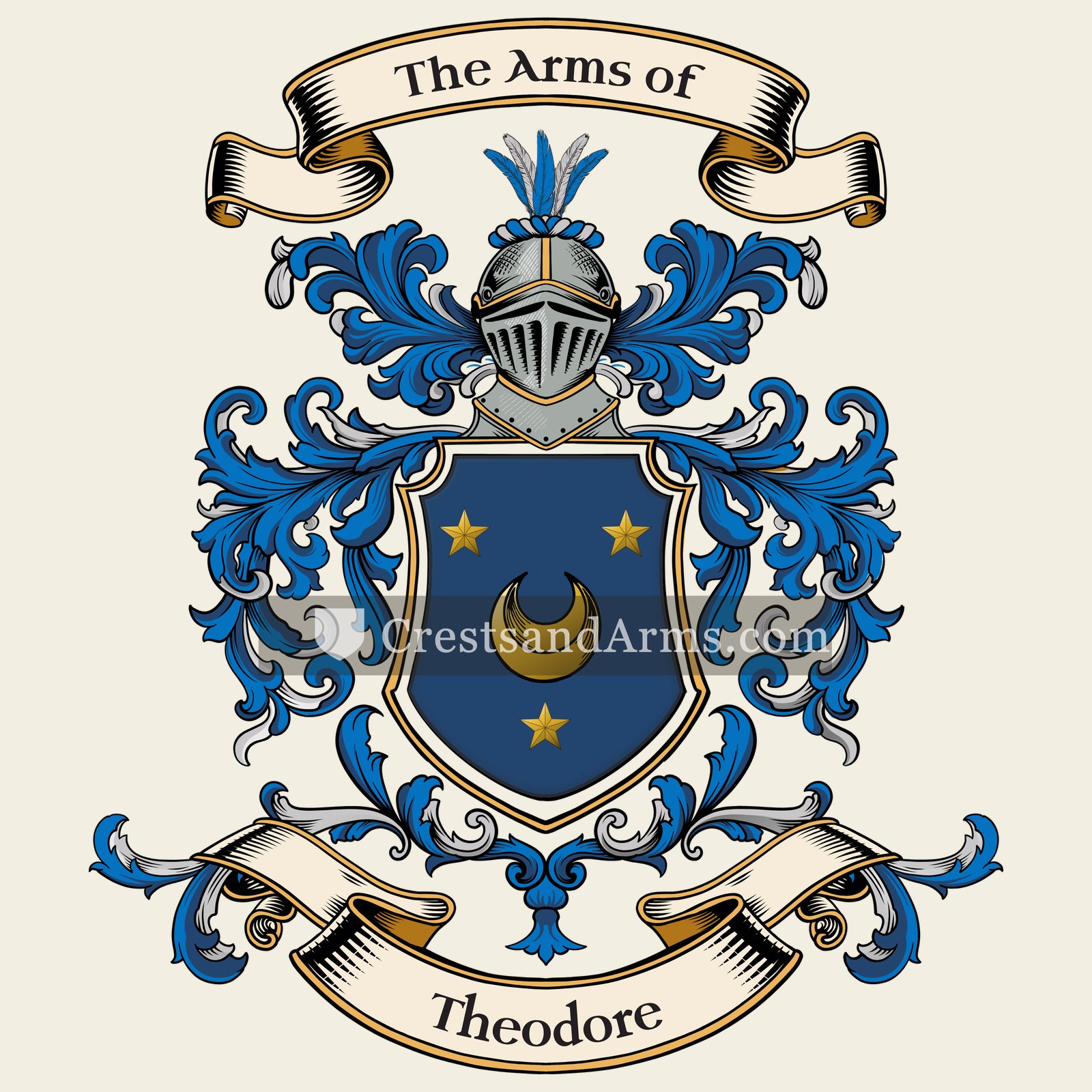 The Theodore coat of arms, drawn from the recorded blazon