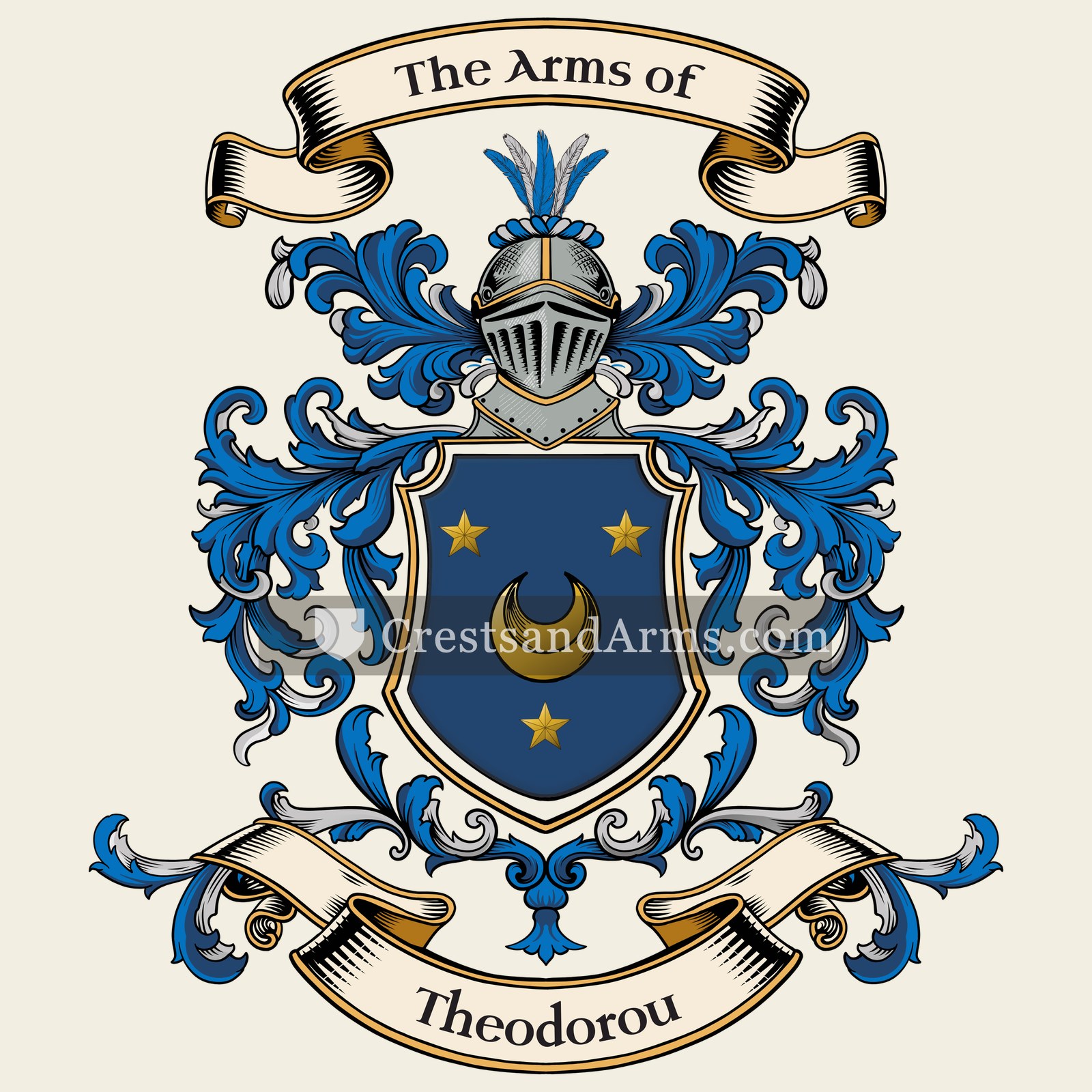 The Theodorou coat of arms, drawn from the recorded blazon