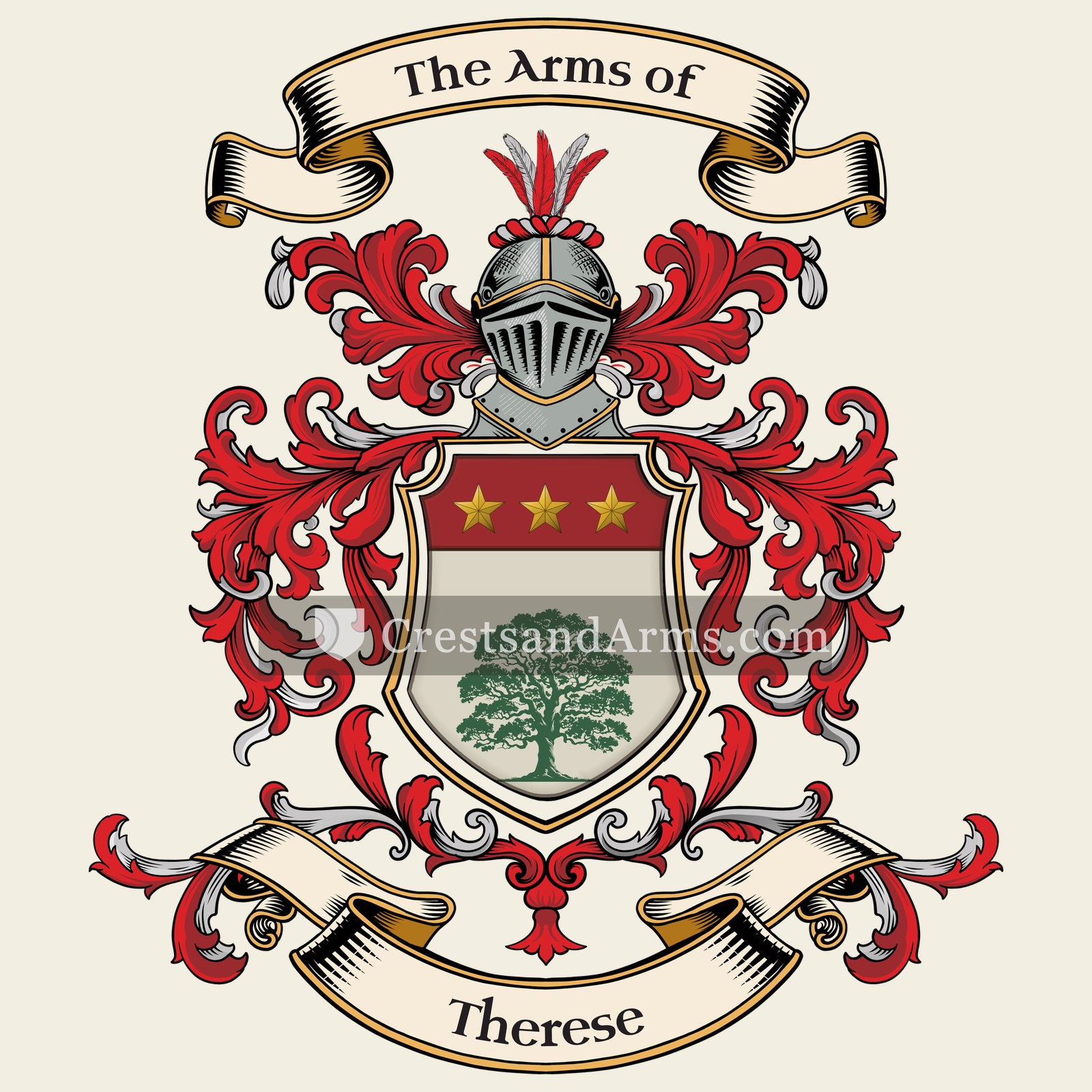 The Therese coat of arms, drawn from the recorded blazon