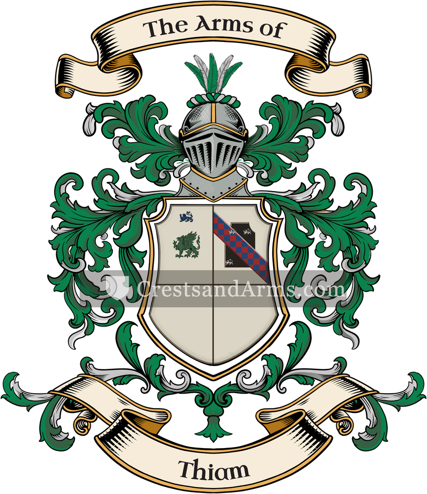 The Thiam coat of arms, drawn from the recorded blazon