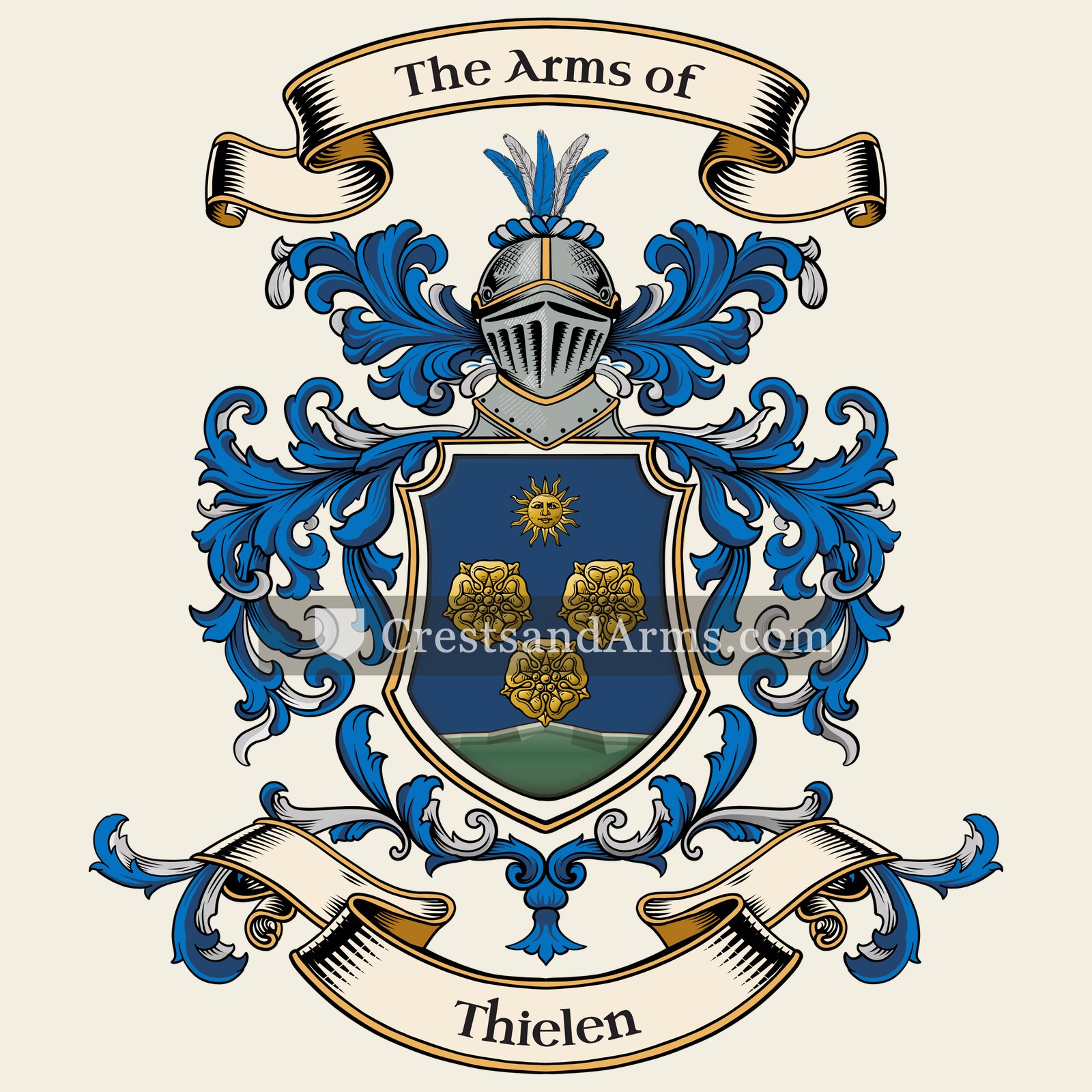 The Thielen coat of arms, drawn from the recorded blazon