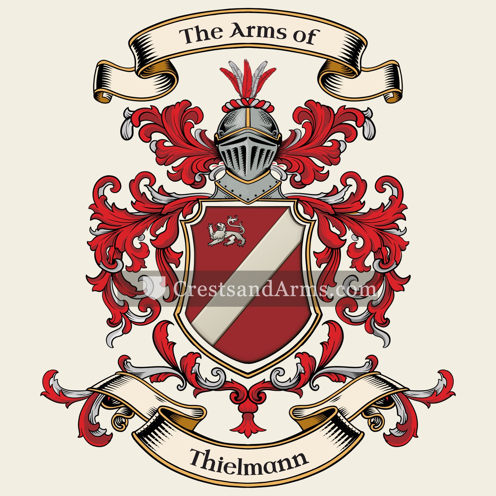 The Thielmann coat of arms, drawn from the recorded blazon