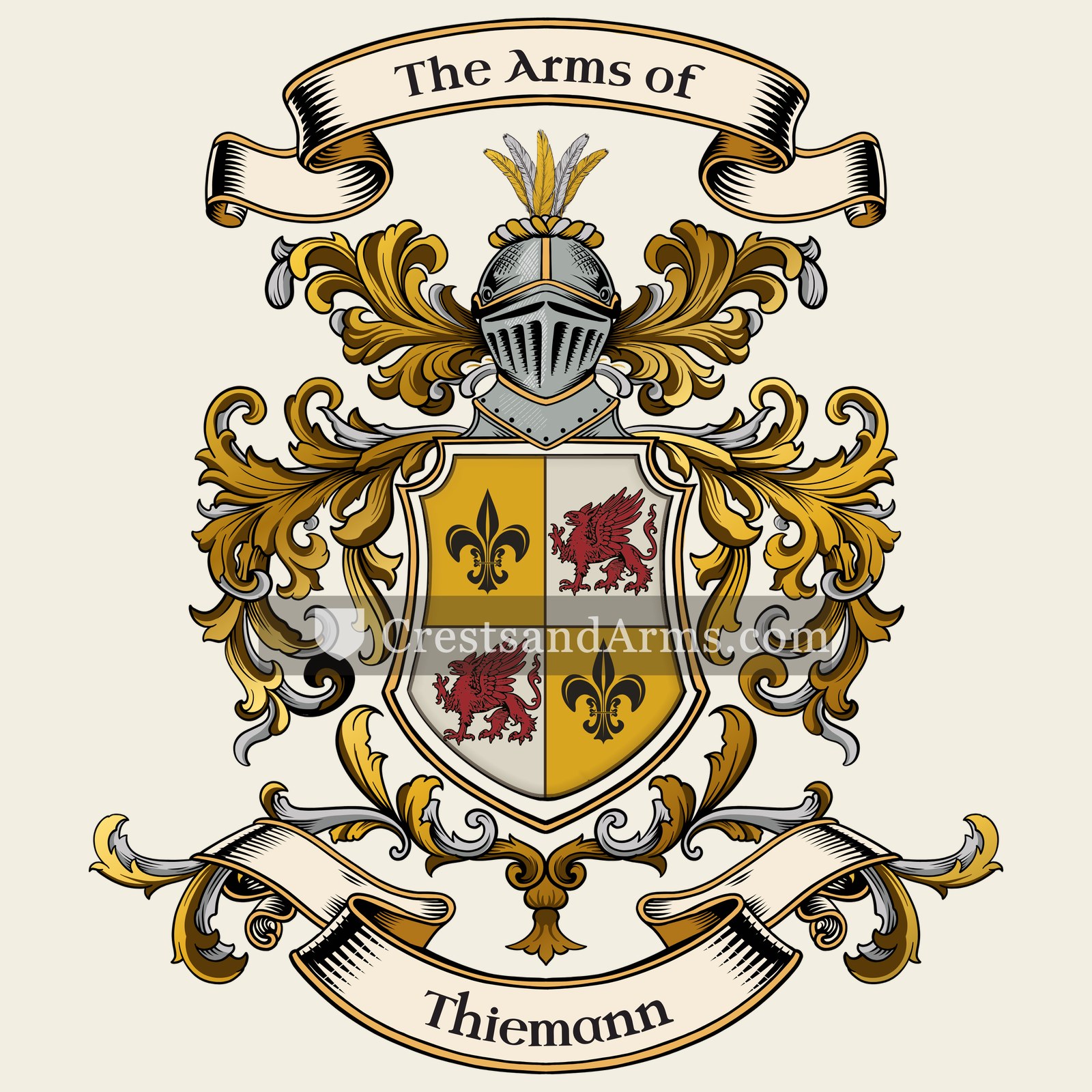 The Thiemann coat of arms, drawn from the recorded blazon