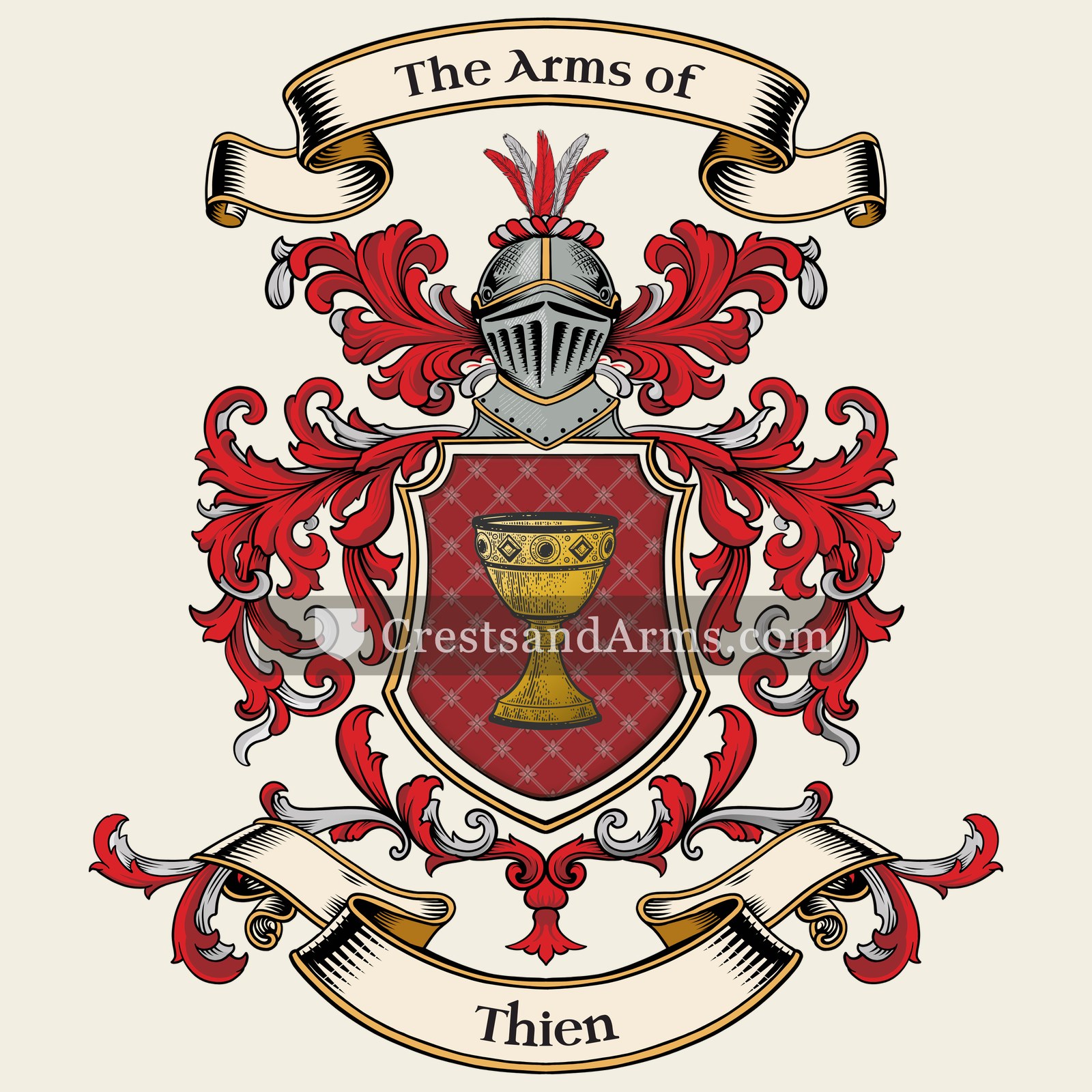 The Thien coat of arms, drawn from the recorded blazon