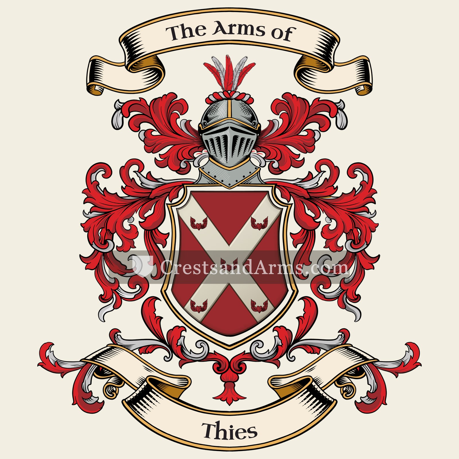The Thies coat of arms, drawn from the recorded blazon