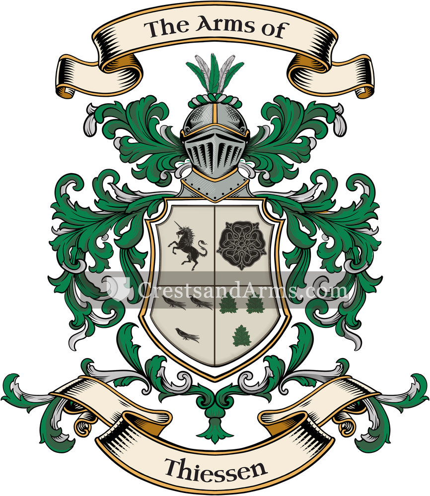 The Thiessen coat of arms, drawn from the recorded blazon