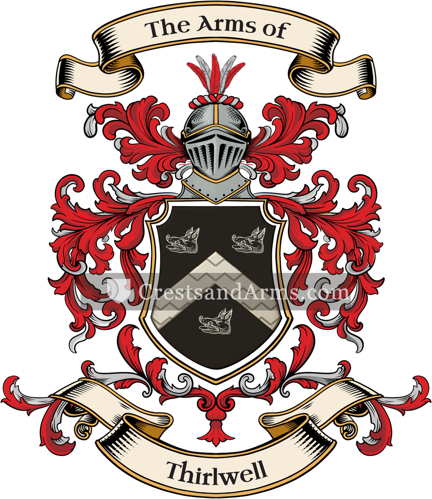 The Thirlwell coat of arms, drawn from the recorded blazon