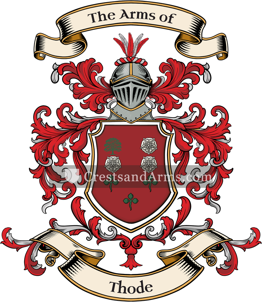 The Thode coat of arms, drawn from the recorded blazon