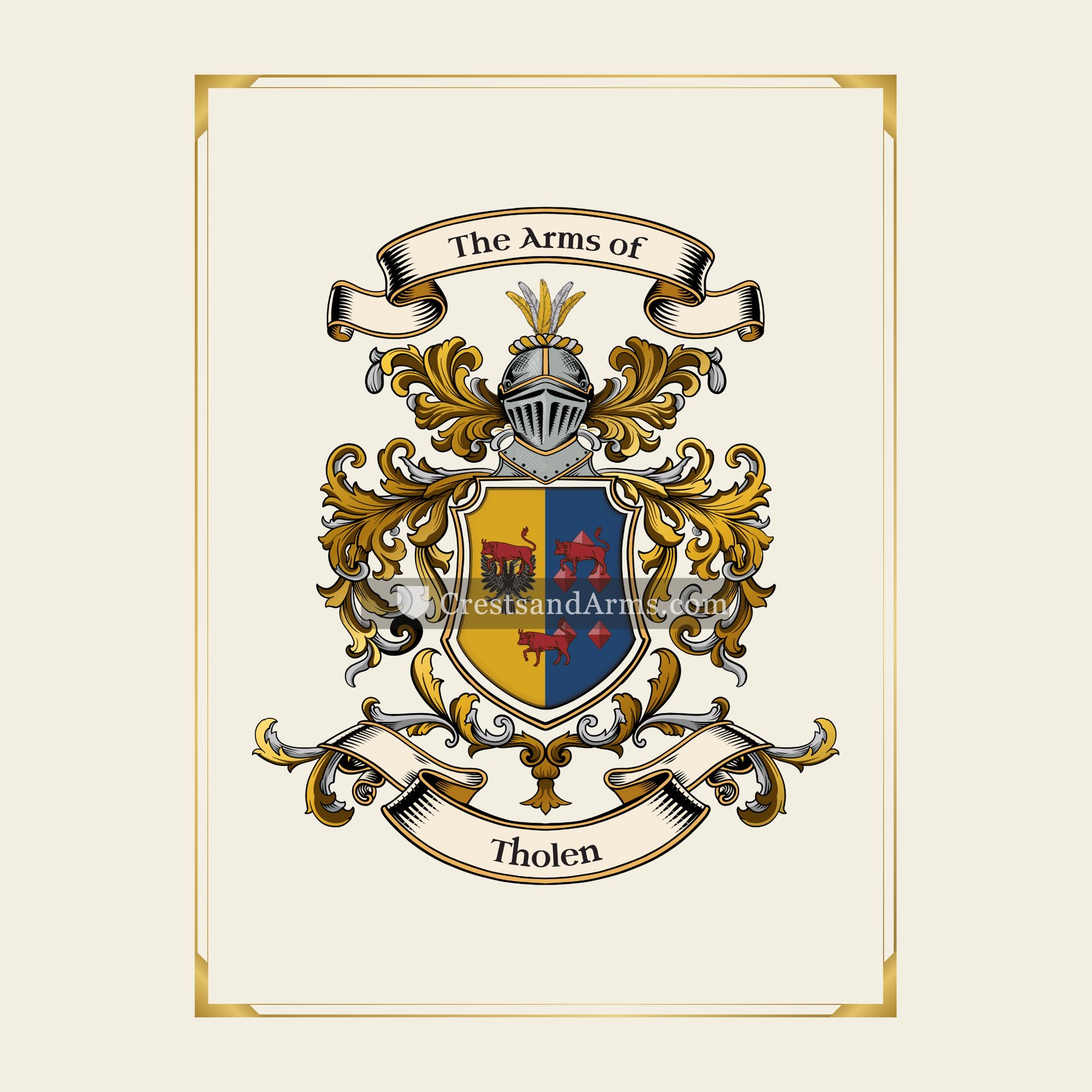 With gold border
