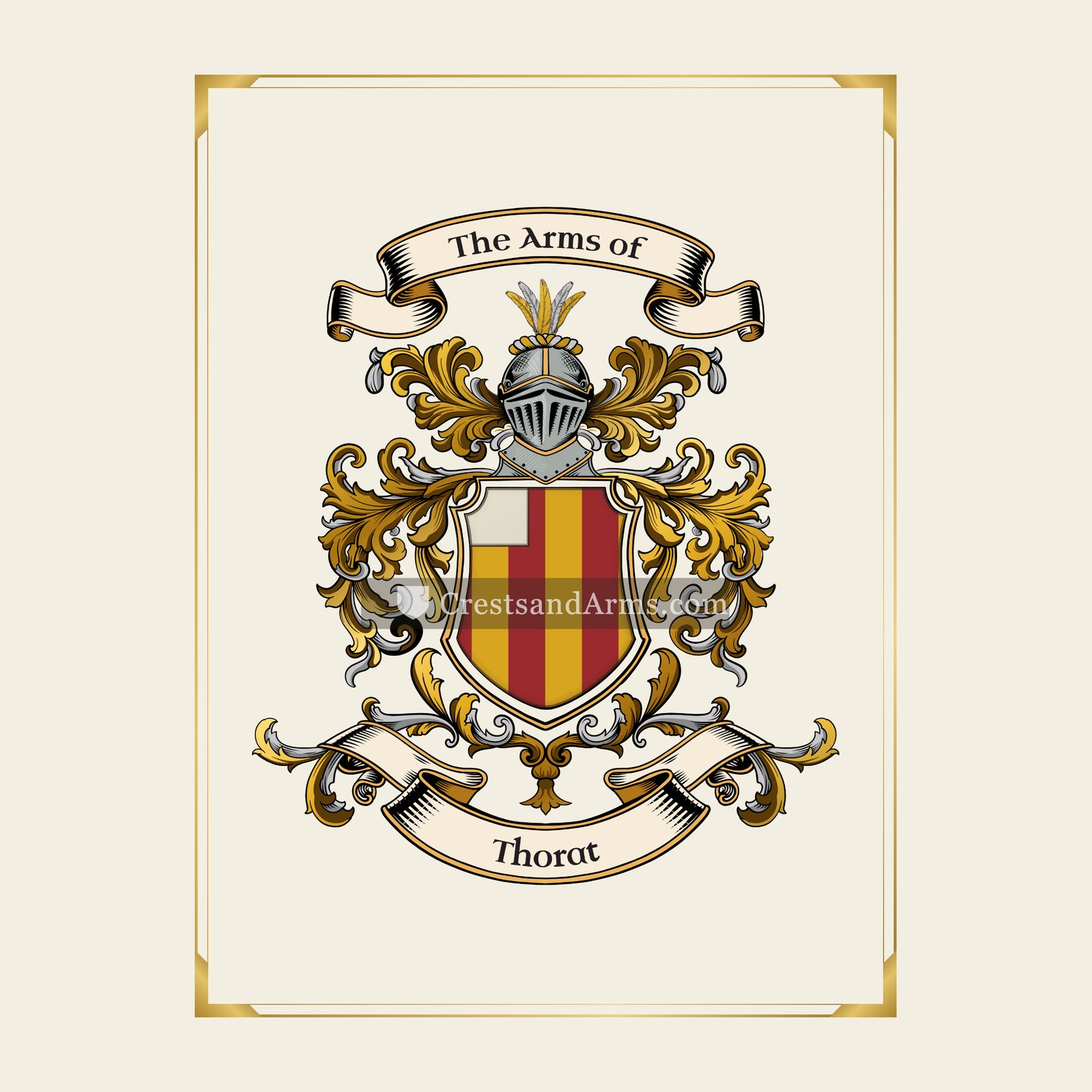 With gold border