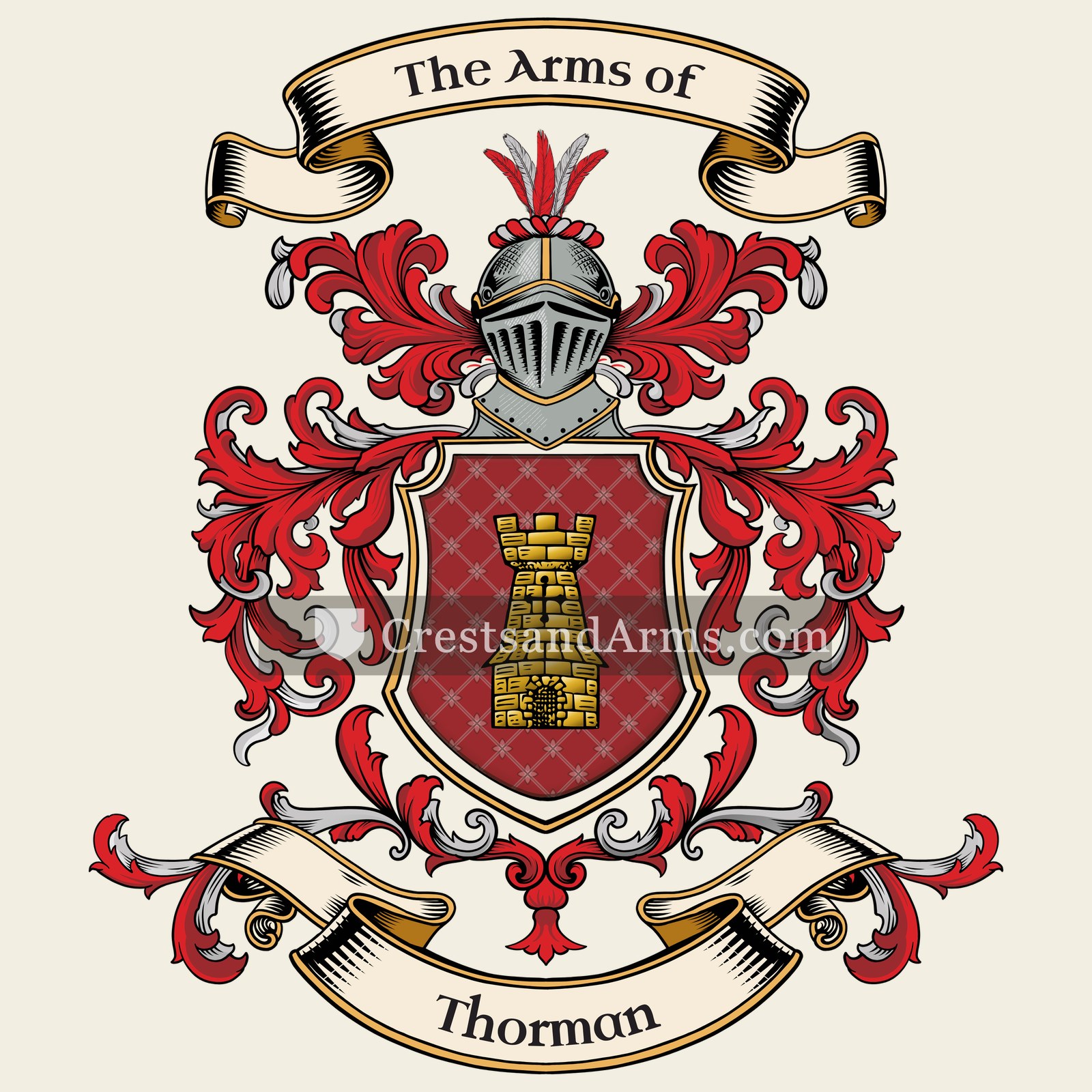 The Thorman coat of arms, drawn from the recorded blazon