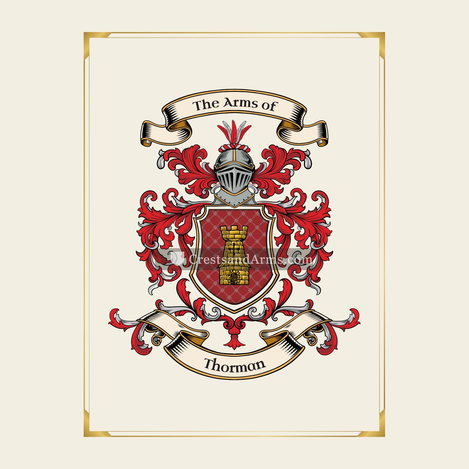 With gold border
