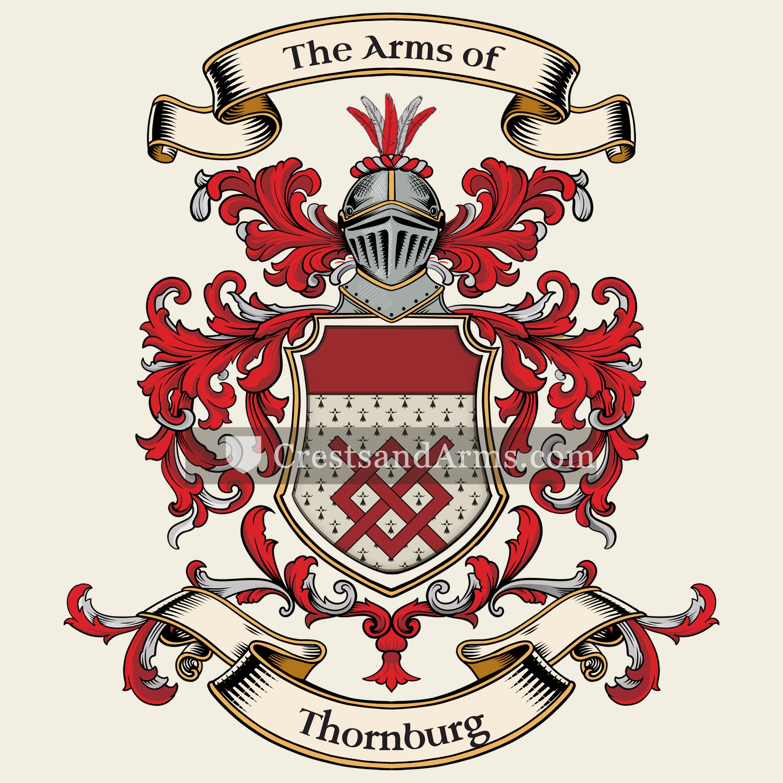 The Thornburg coat of arms, drawn from the recorded blazon