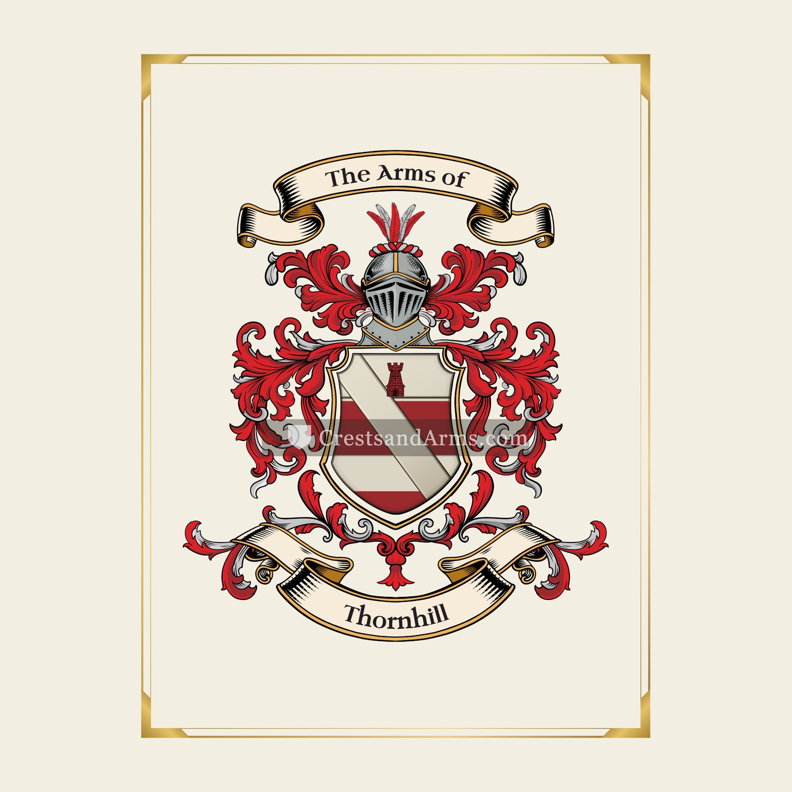 With gold border