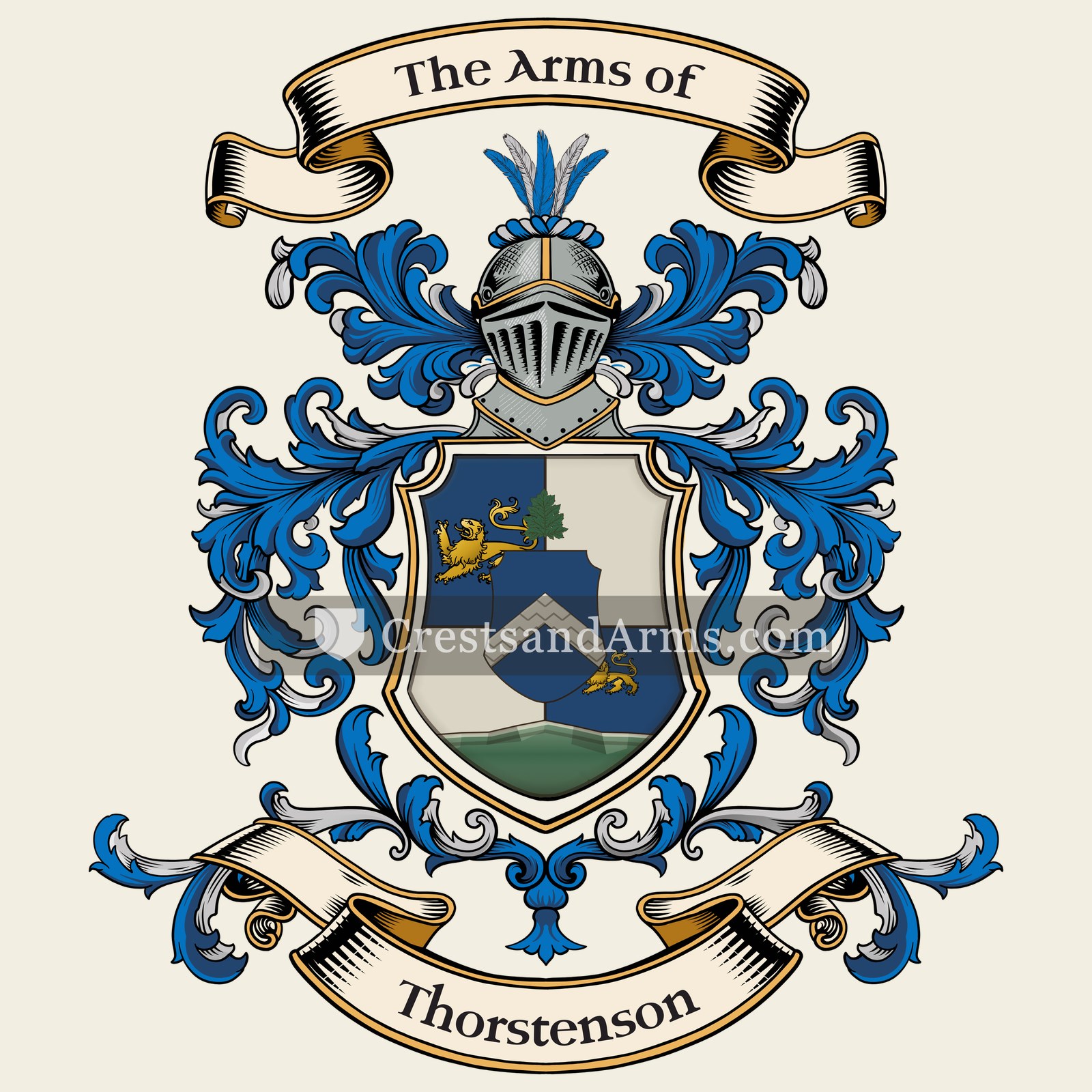 The Thorstenson coat of arms, drawn from the recorded blazon