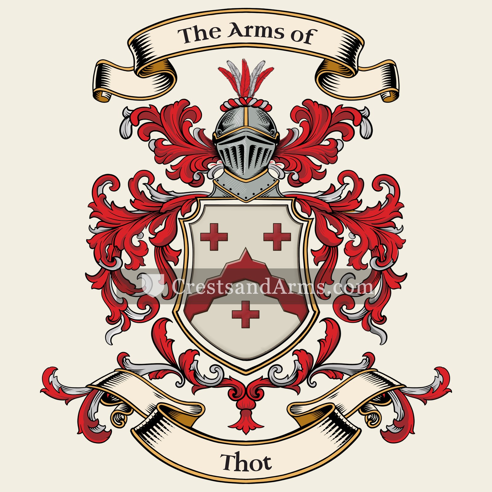 The Thot coat of arms, drawn from the recorded blazon