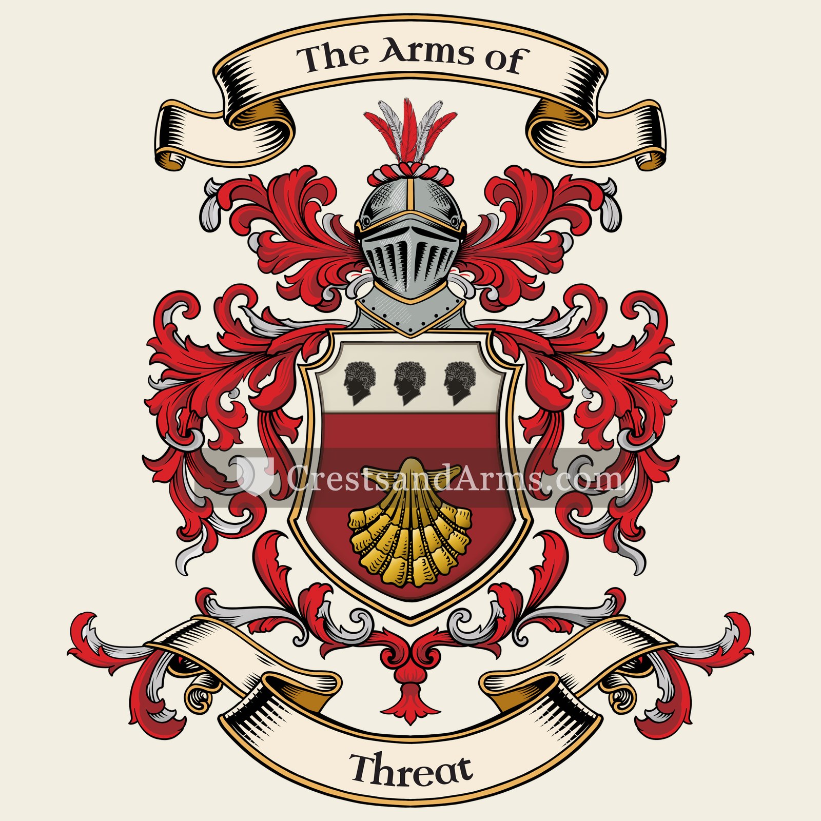 The Threat coat of arms, drawn from the recorded blazon