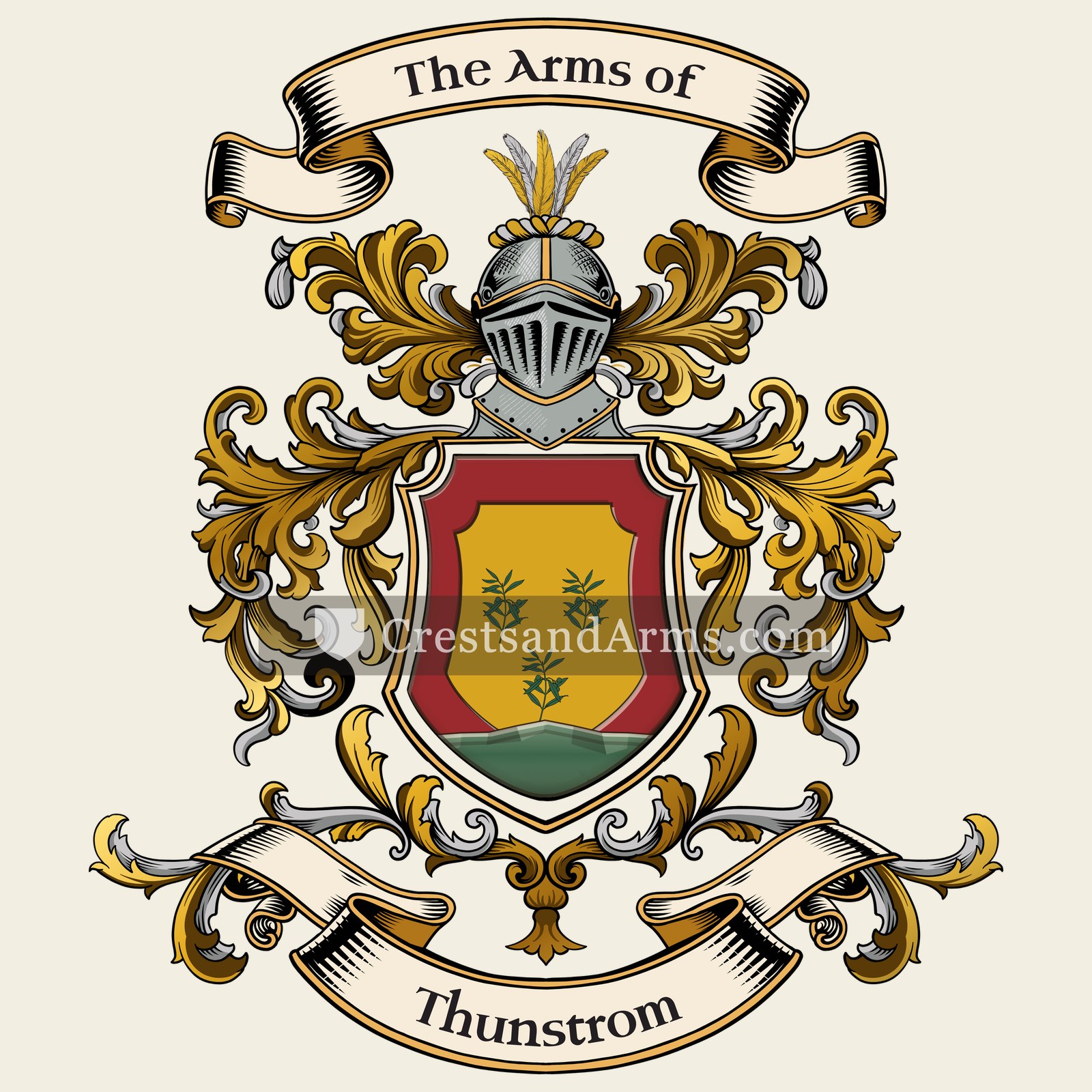 The Thunstrom coat of arms, drawn from the recorded blazon
