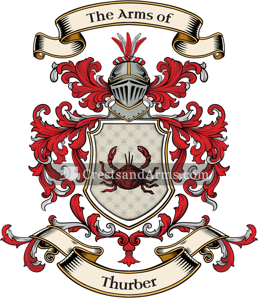 The Thurber coat of arms, drawn from the recorded blazon