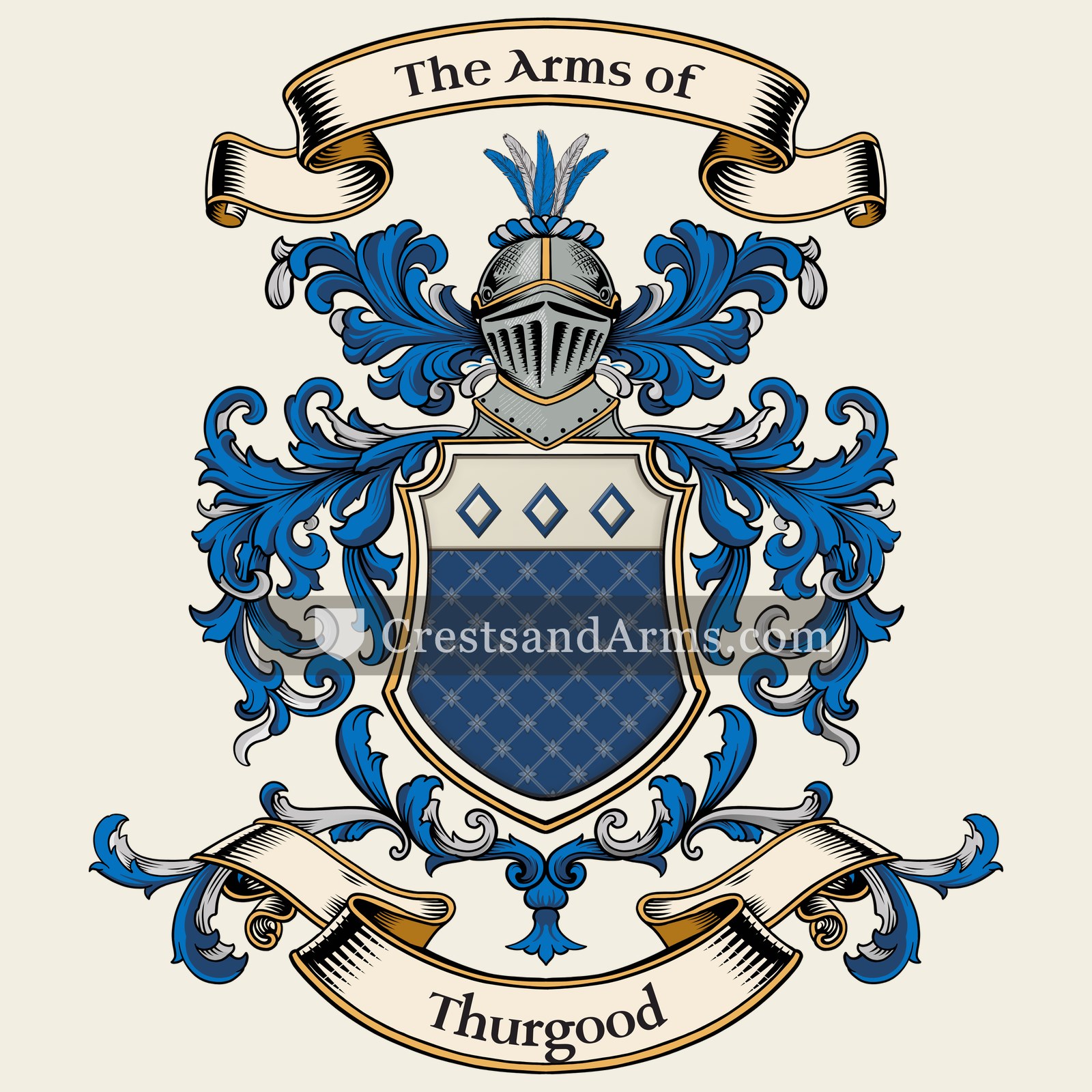 The Thurgood coat of arms, drawn from the recorded blazon