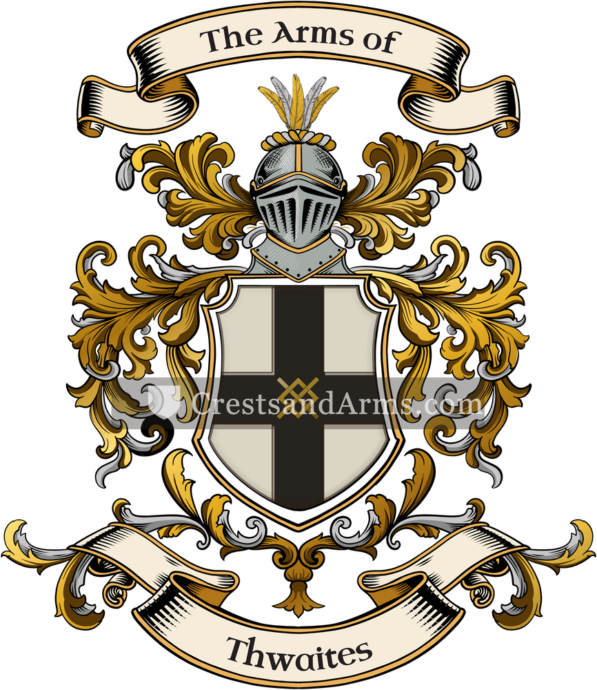 The Thwaites coat of arms, drawn from the recorded blazon