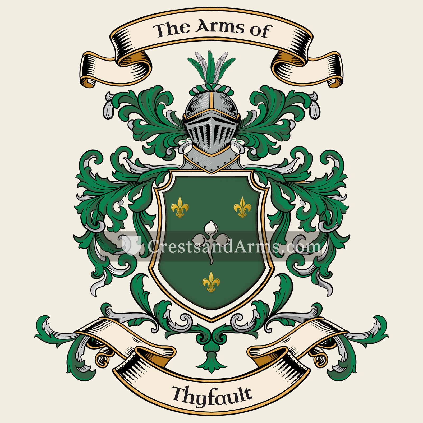 The Thyfault coat of arms, drawn from the recorded blazon