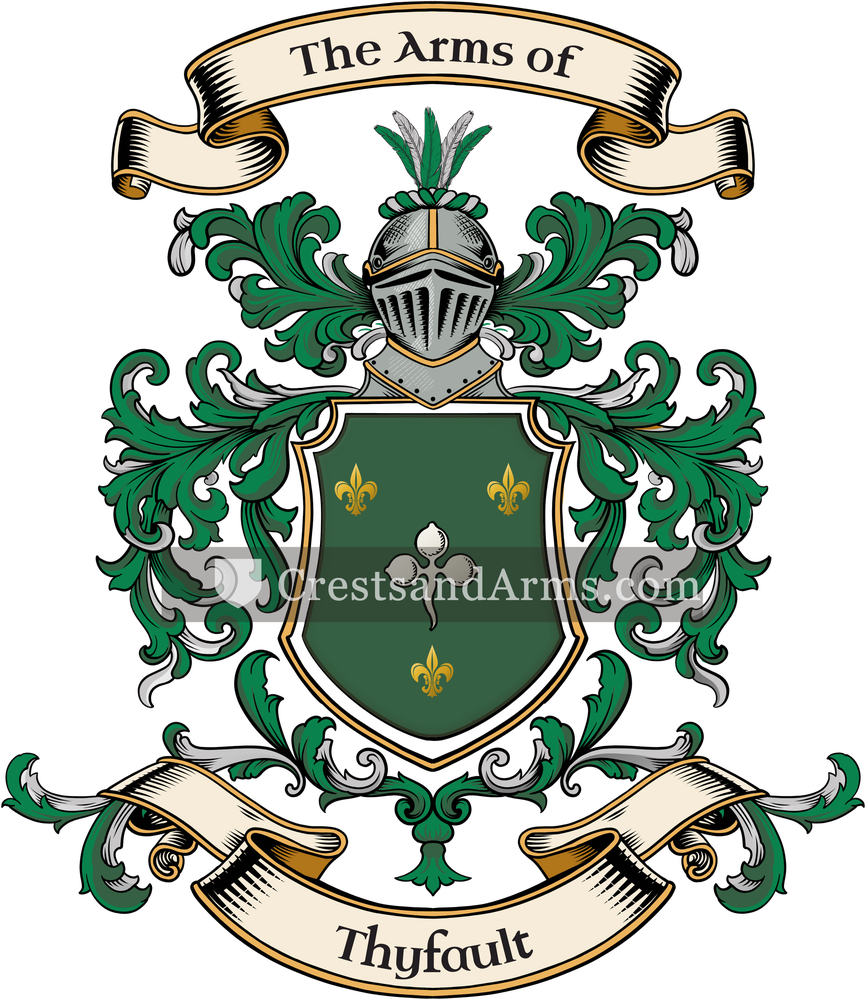 The Thyfault coat of arms, drawn from the recorded blazon