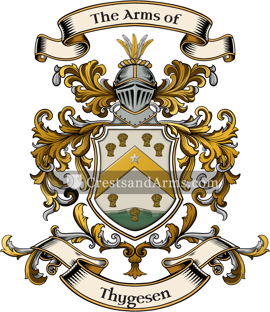 The Thygesen coat of arms, drawn from the recorded blazon
