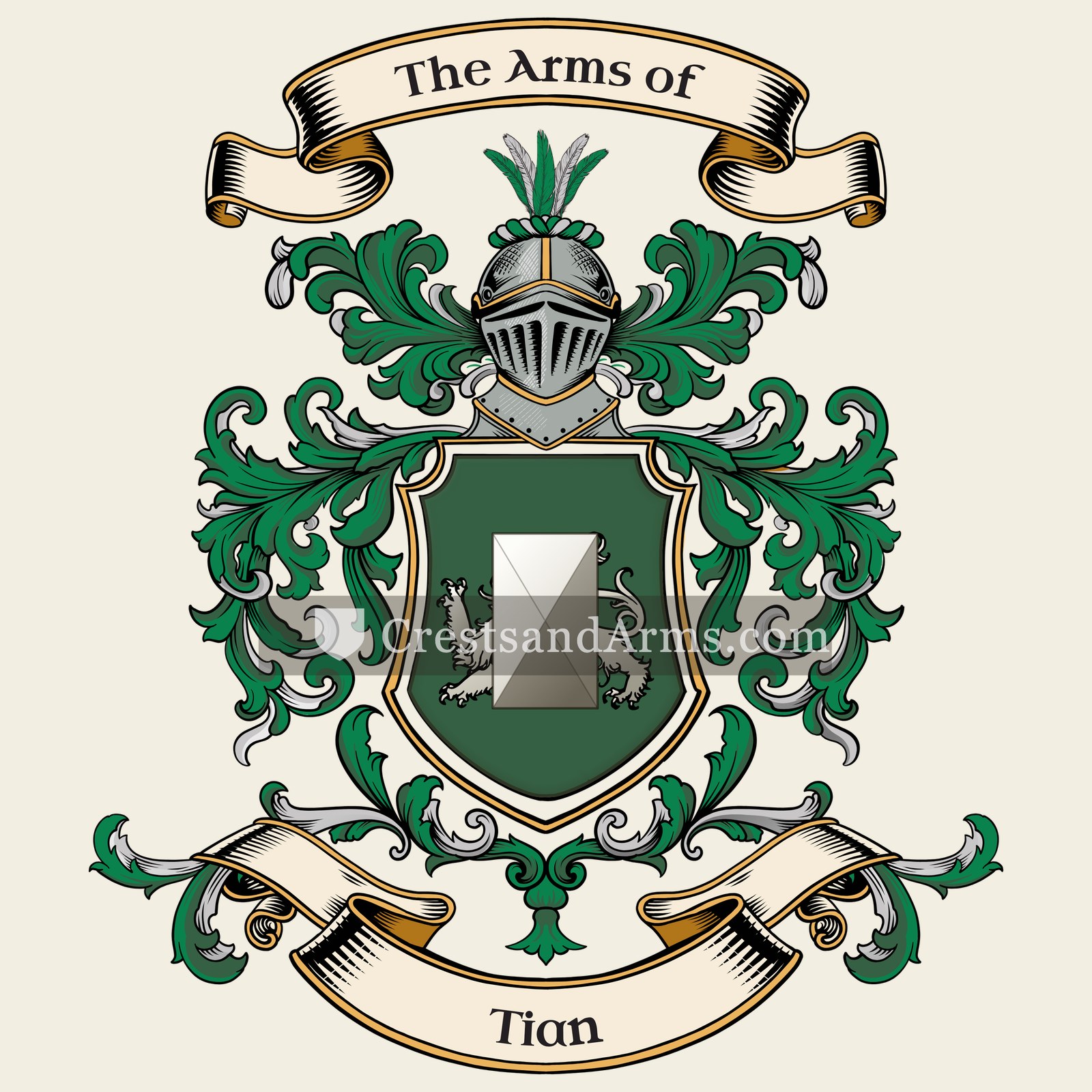 The Tian coat of arms, drawn from the recorded blazon