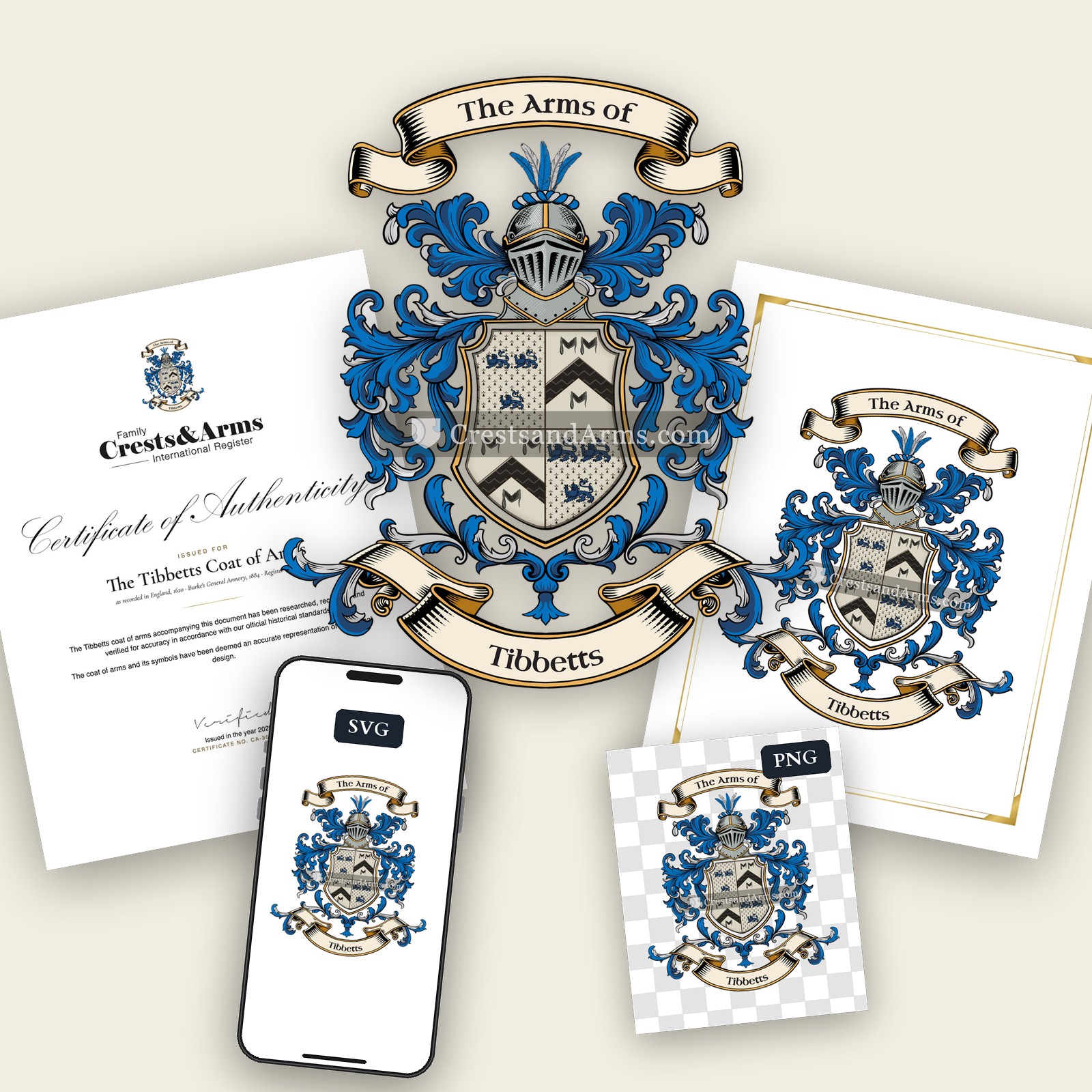 The Tibbetts arms on the coat of arms — digital pack