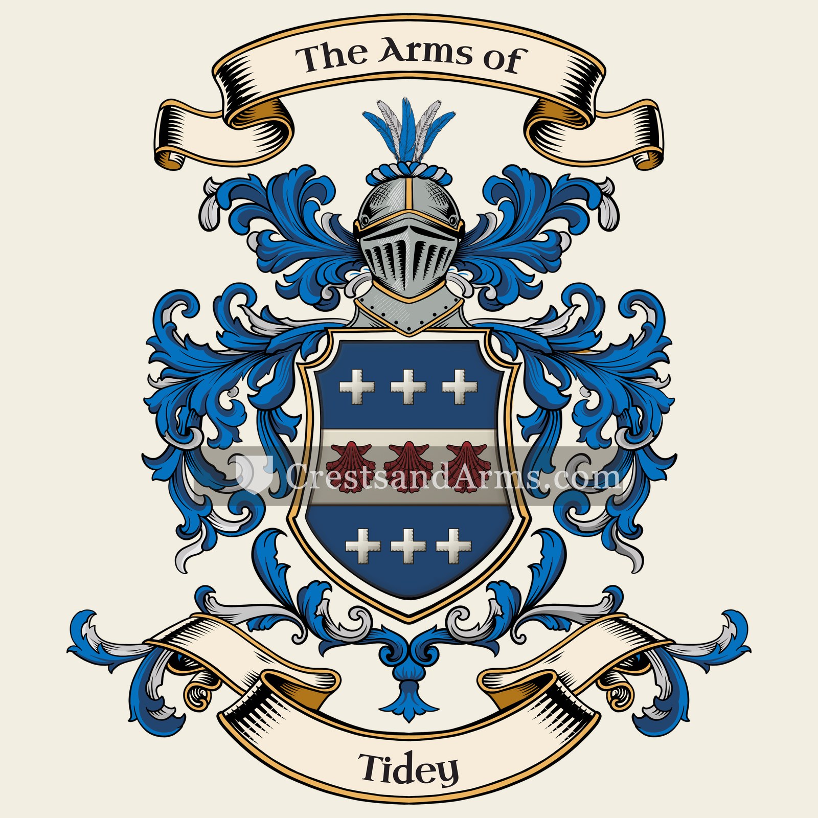The Tidey coat of arms, drawn from the recorded blazon