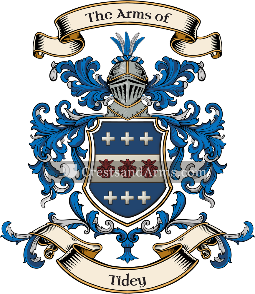 The Tidey coat of arms, drawn from the recorded blazon