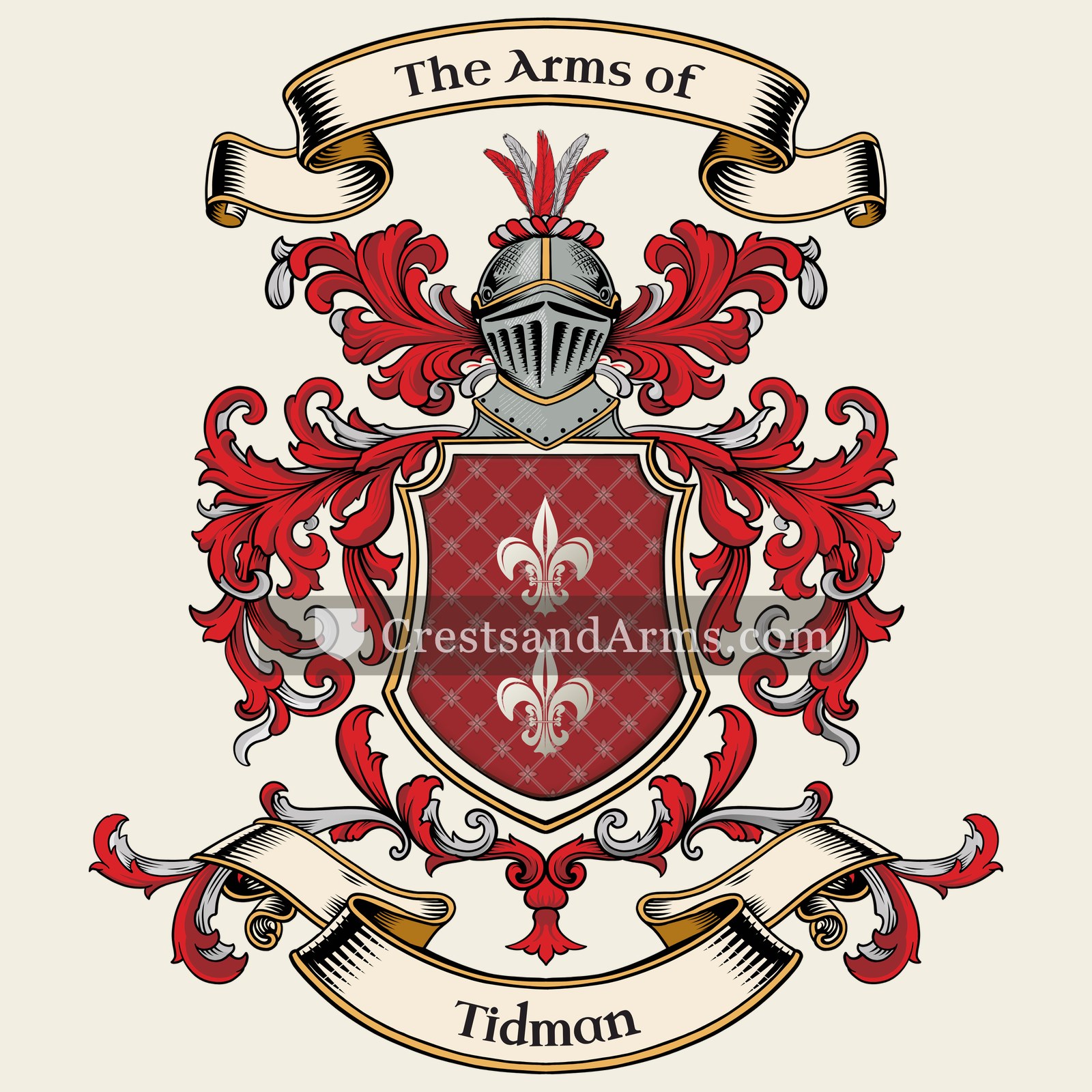 The Tidman coat of arms, drawn from the recorded blazon