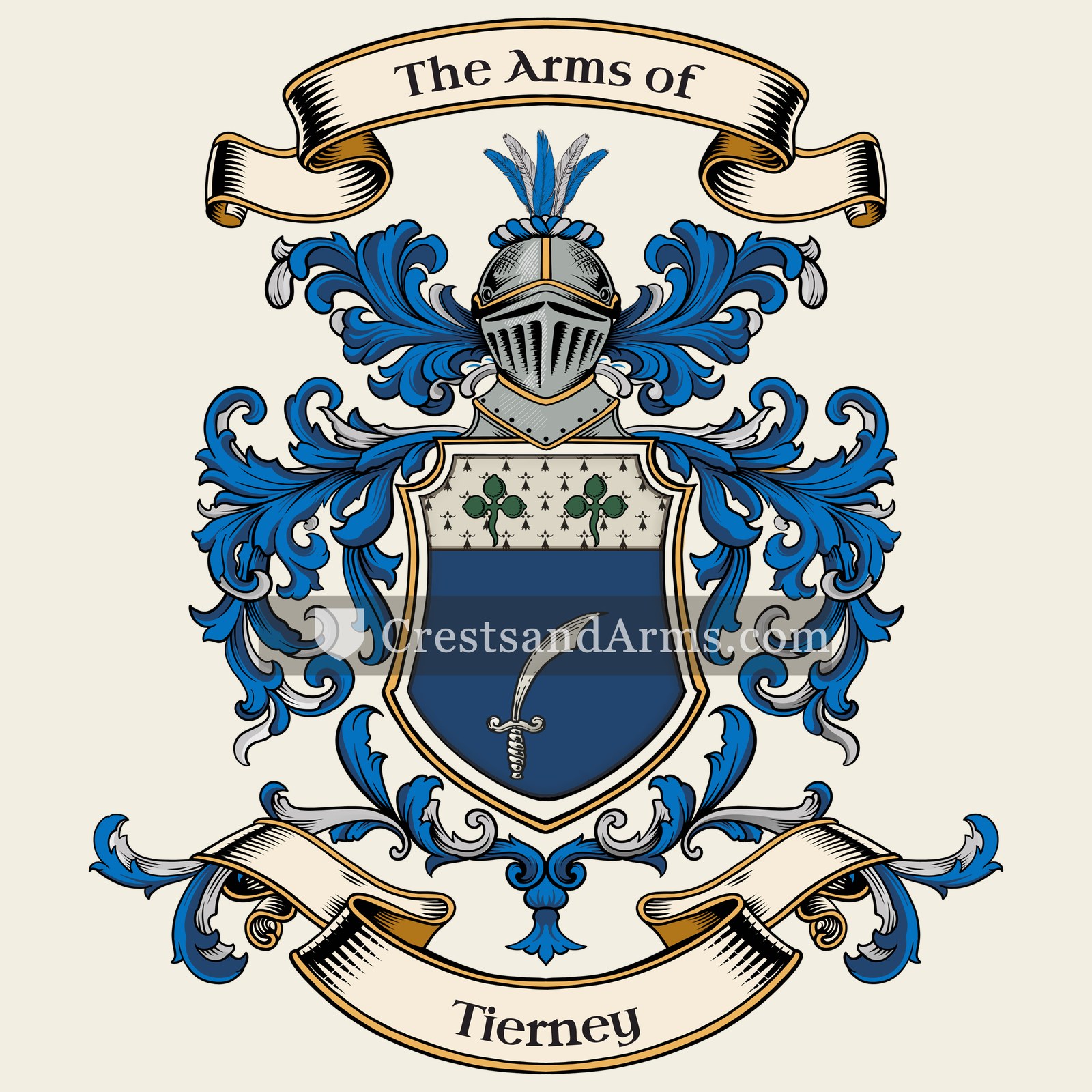 The Tierney coat of arms, drawn from the recorded blazon
