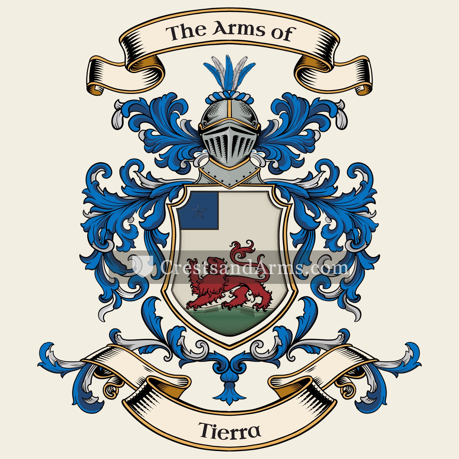 The Tierra coat of arms, drawn from the recorded blazon
