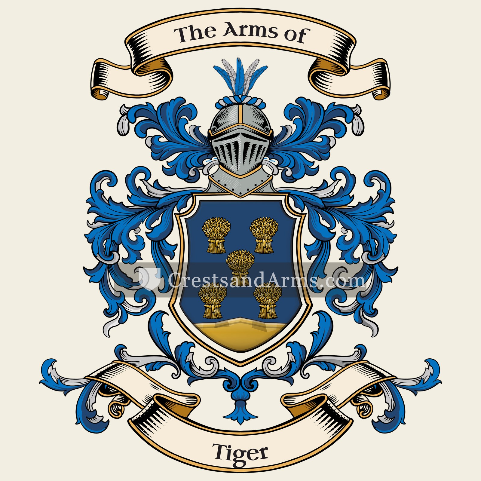 The Tiger coat of arms, drawn from the recorded blazon