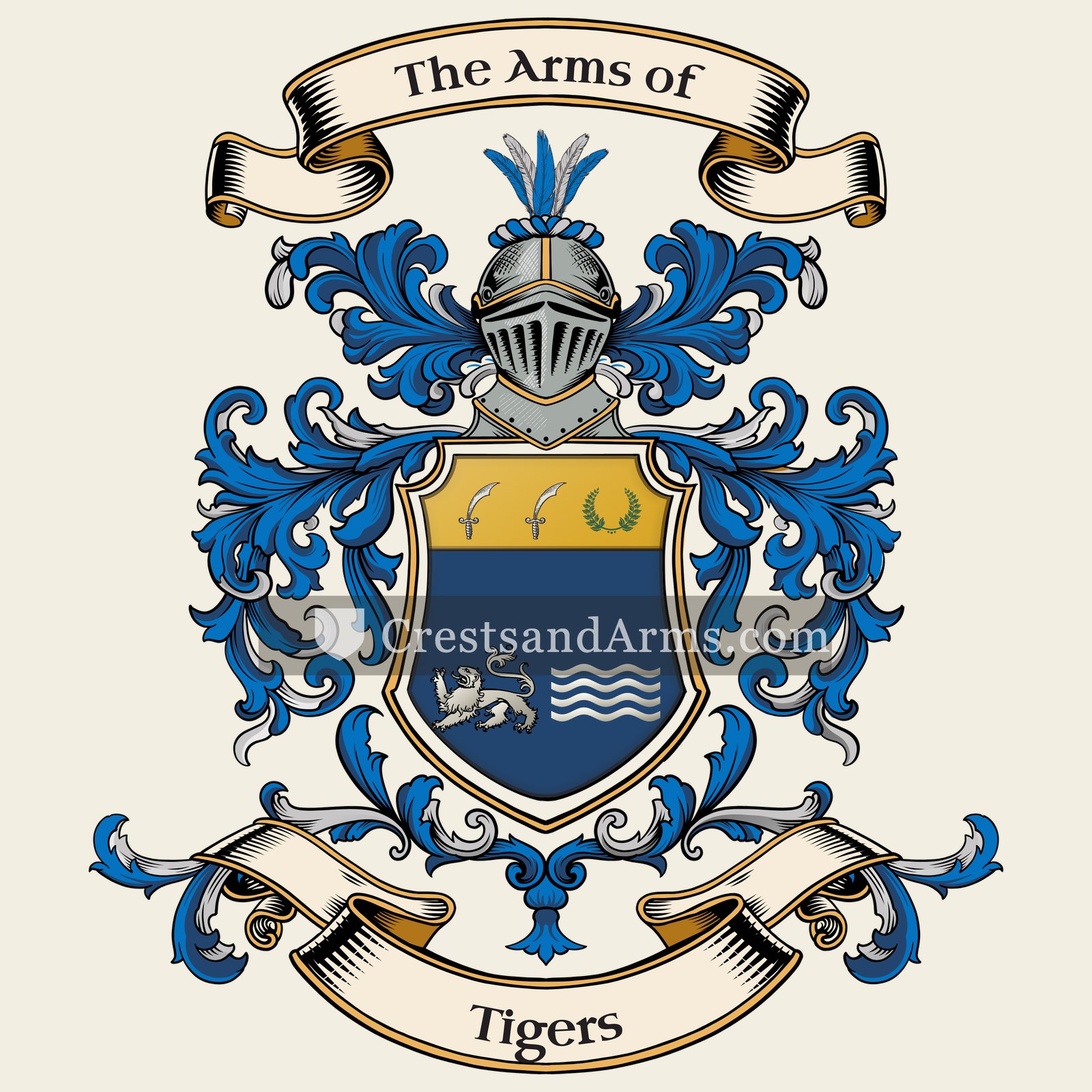 The Tigers coat of arms, drawn from the recorded blazon