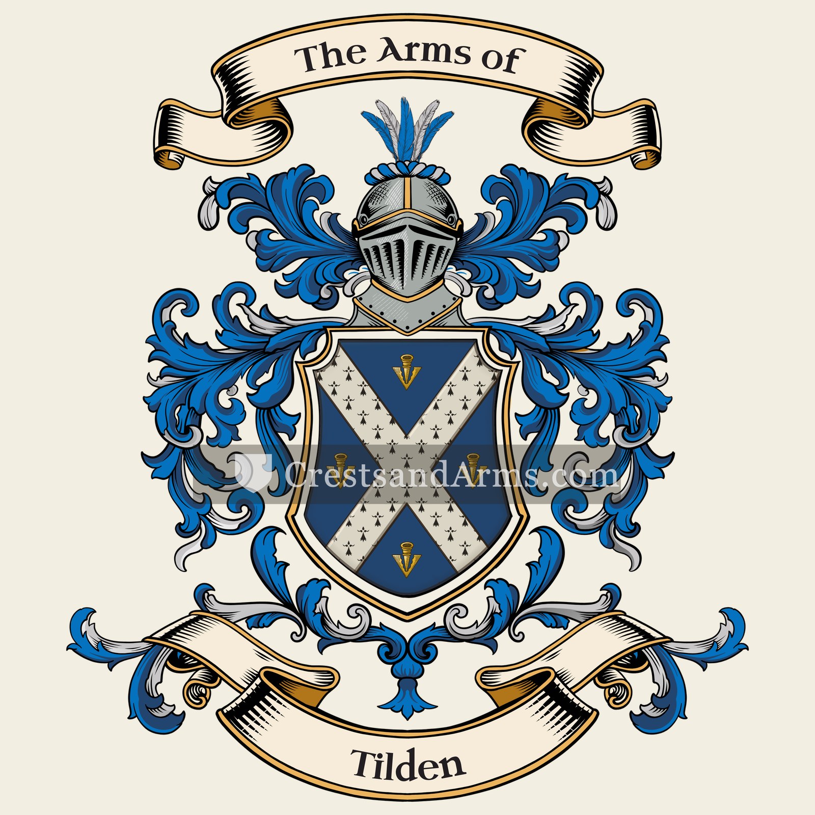 The Tilden coat of arms, drawn from the recorded blazon