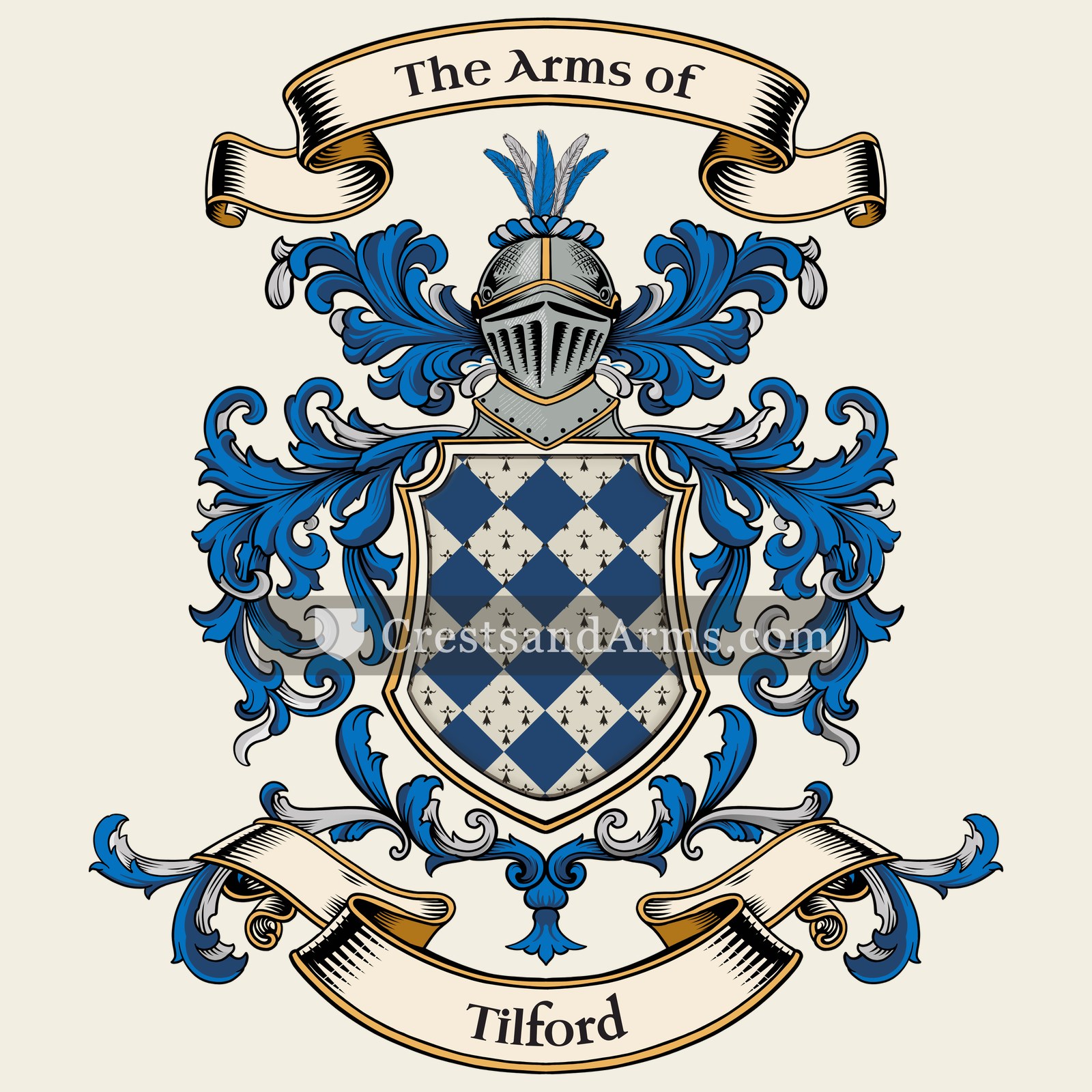 The Tilford coat of arms, drawn from the recorded blazon