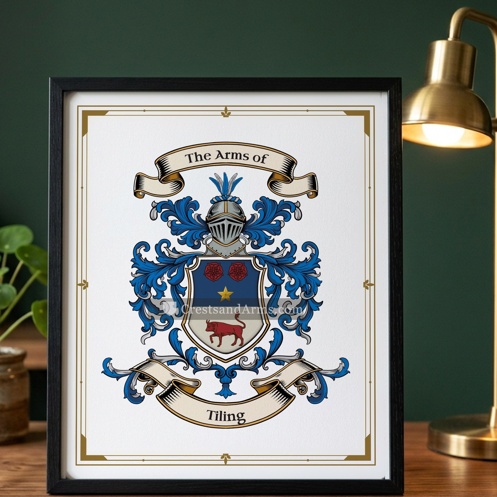 The Tiling arms on the framed, black wood