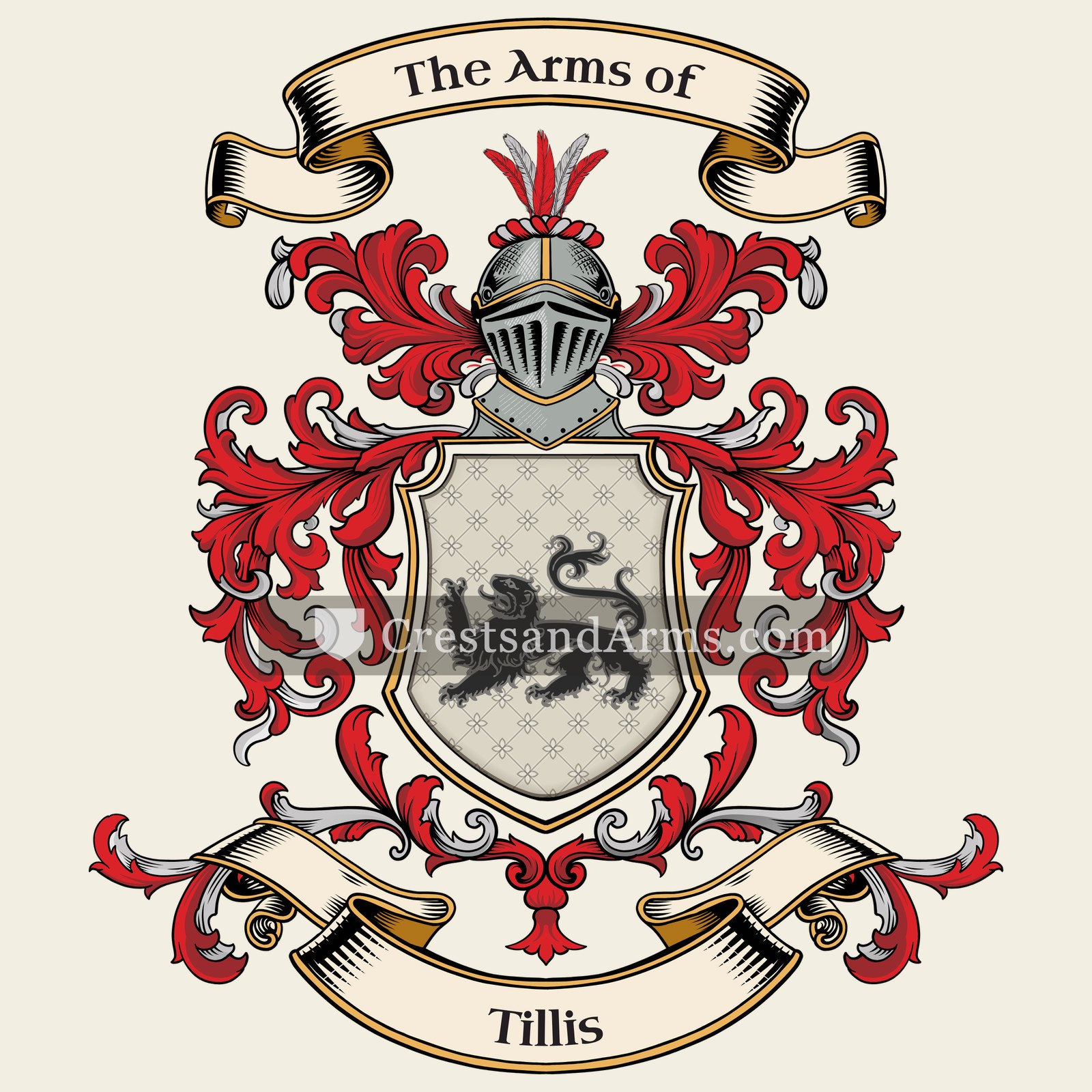 The Tillis coat of arms, drawn from the recorded blazon