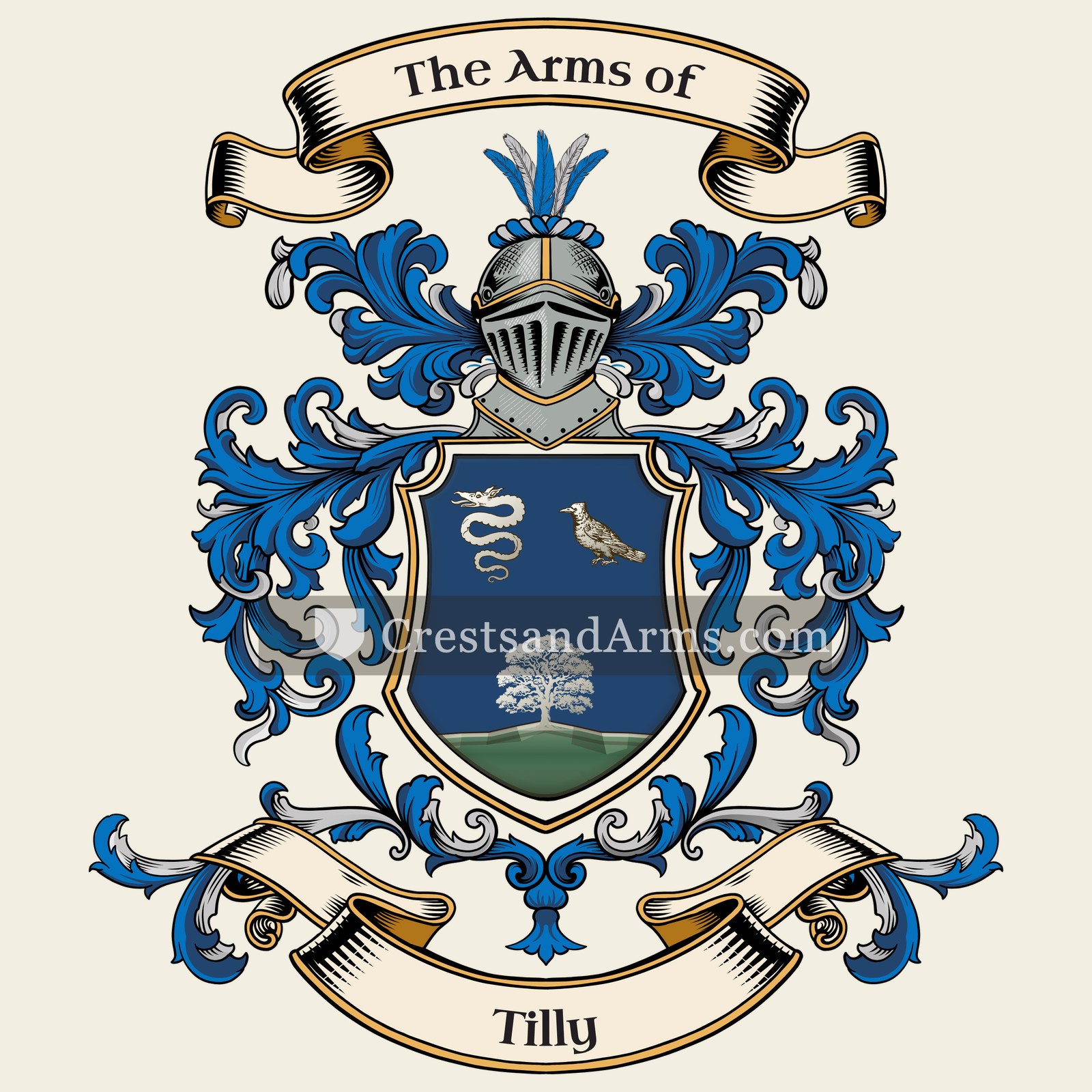 The Tilly coat of arms, drawn from the recorded blazon