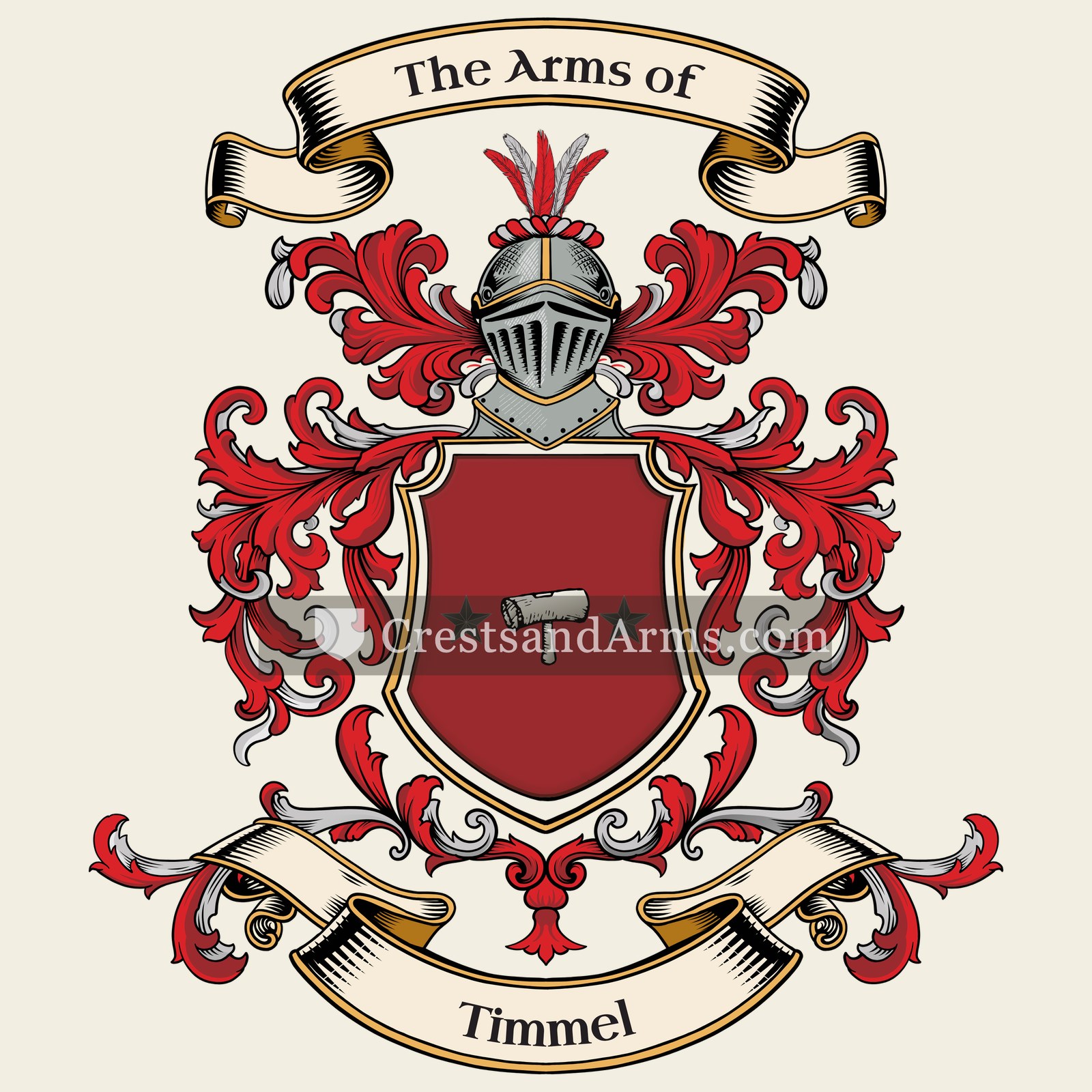 The Timmel coat of arms, drawn from the recorded blazon