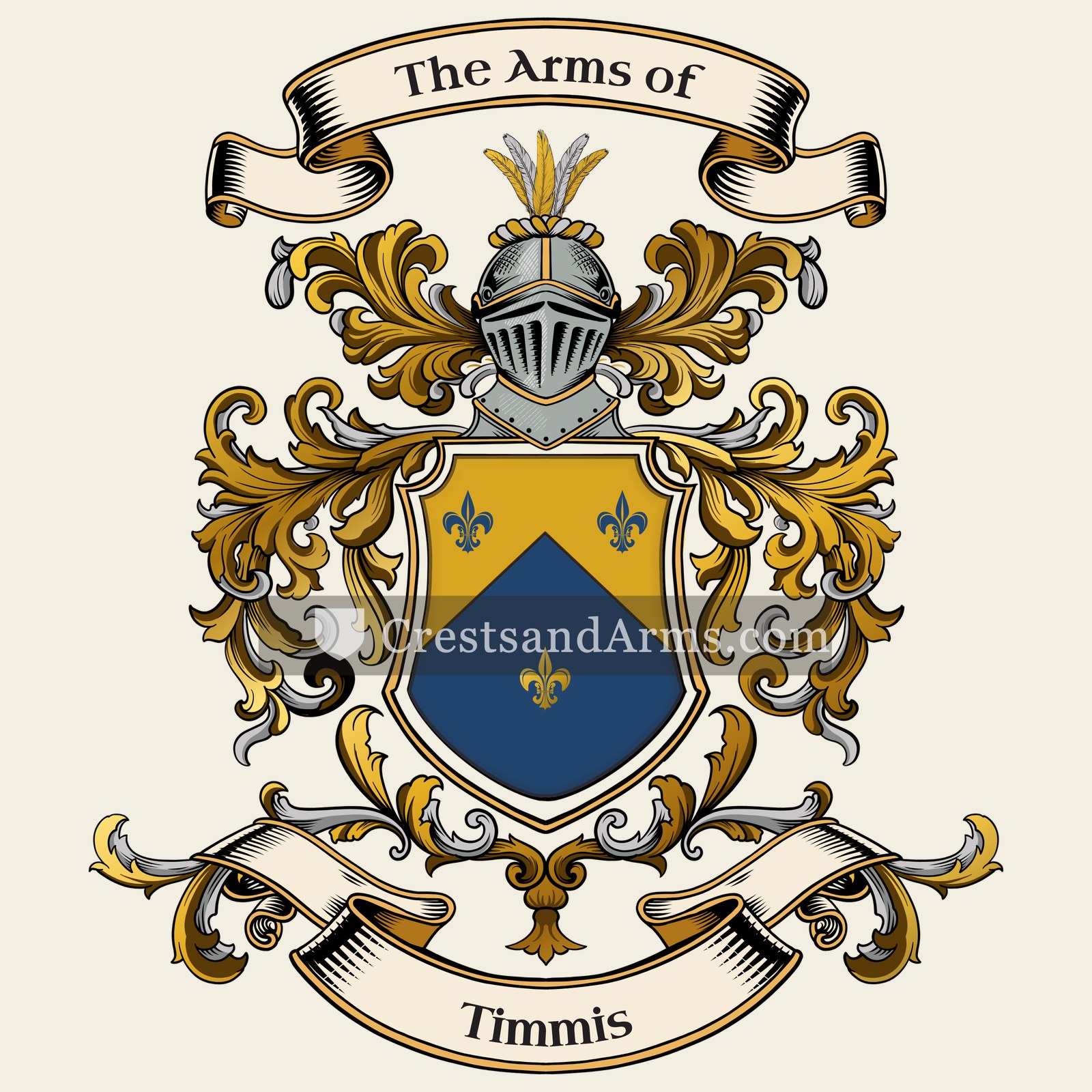 The Timmis coat of arms, drawn from the recorded blazon