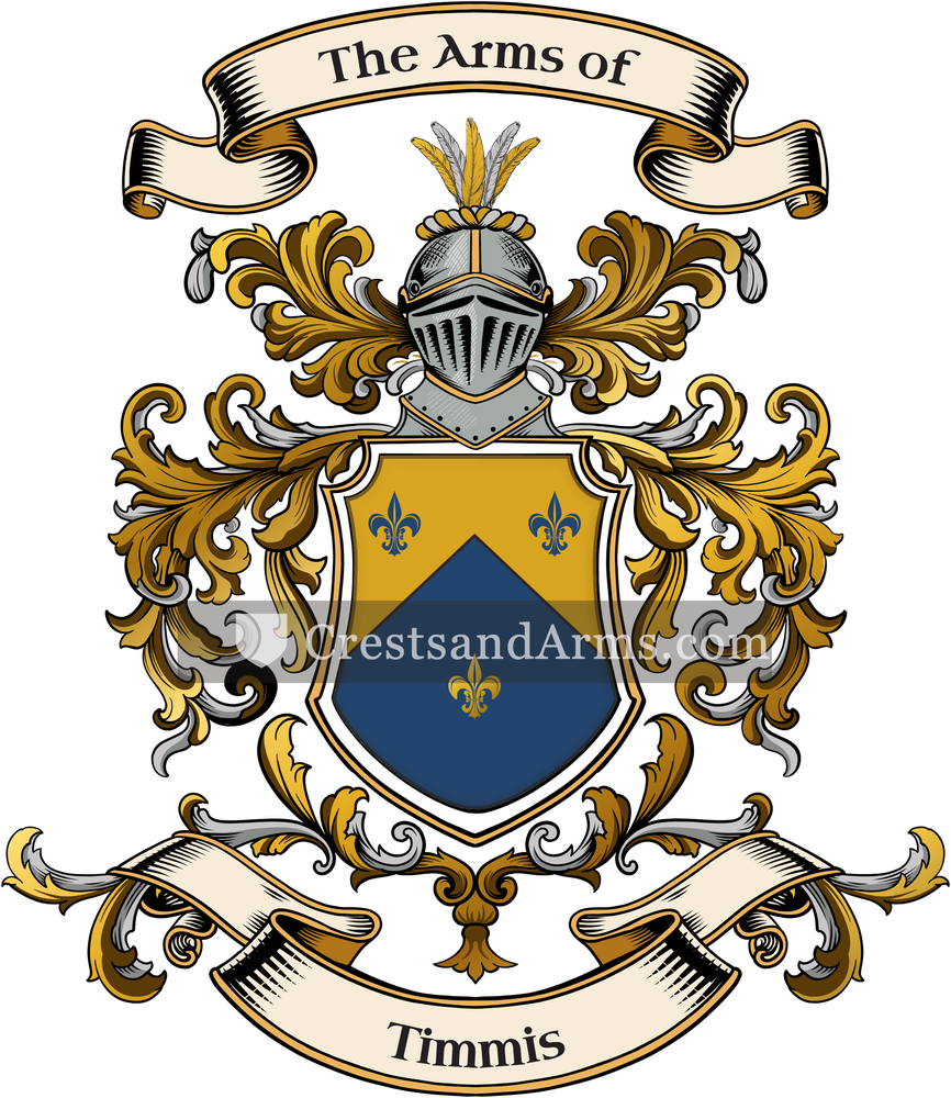 The Timmis coat of arms, drawn from the recorded blazon