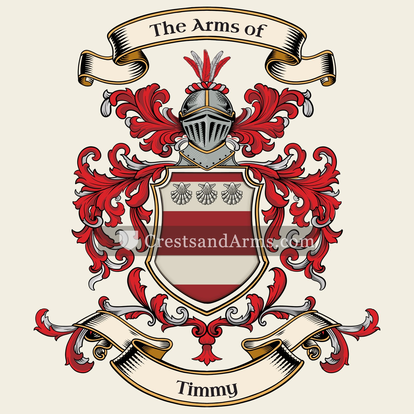 The Timmy coat of arms, drawn from the recorded blazon
