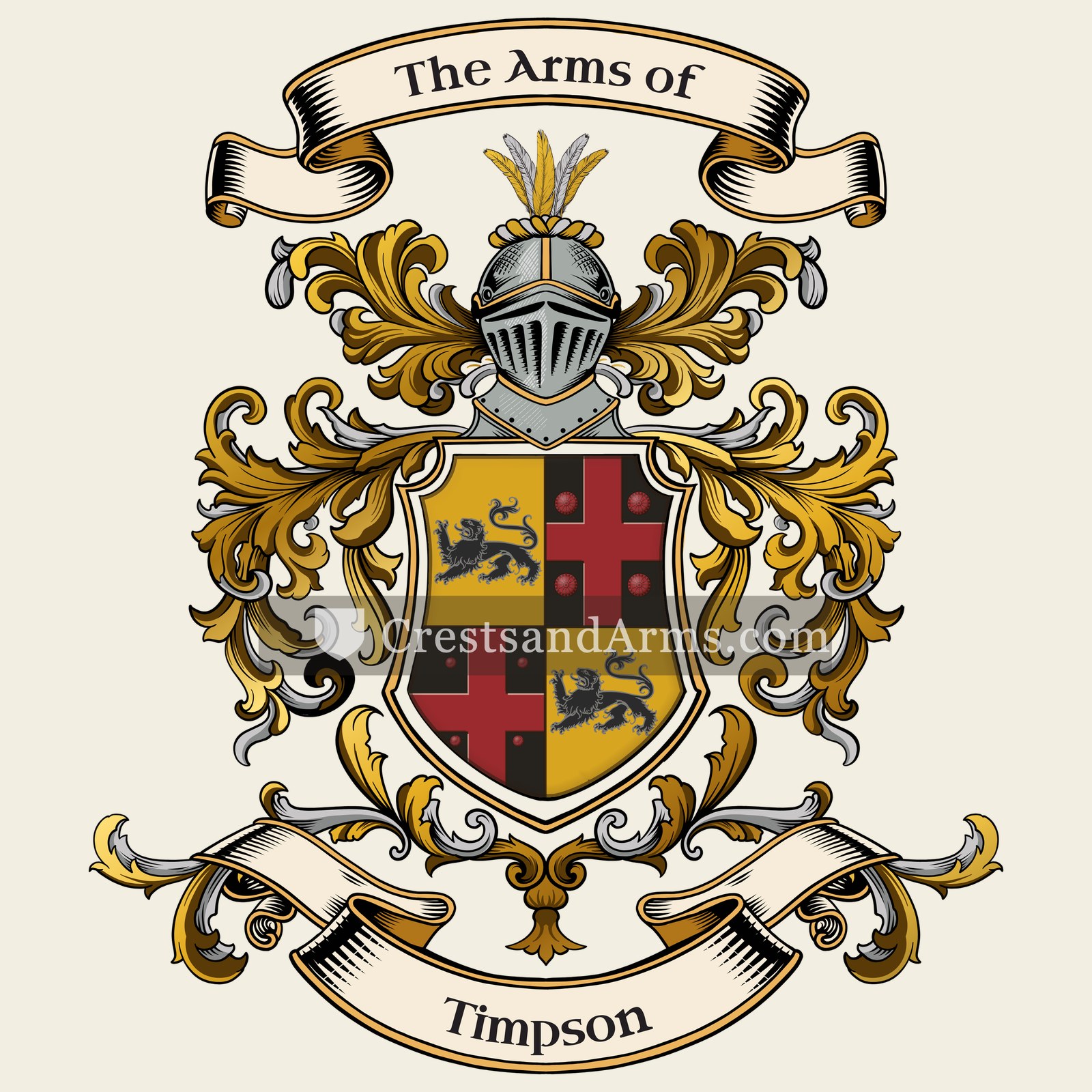 The Timpson coat of arms, drawn from the recorded blazon