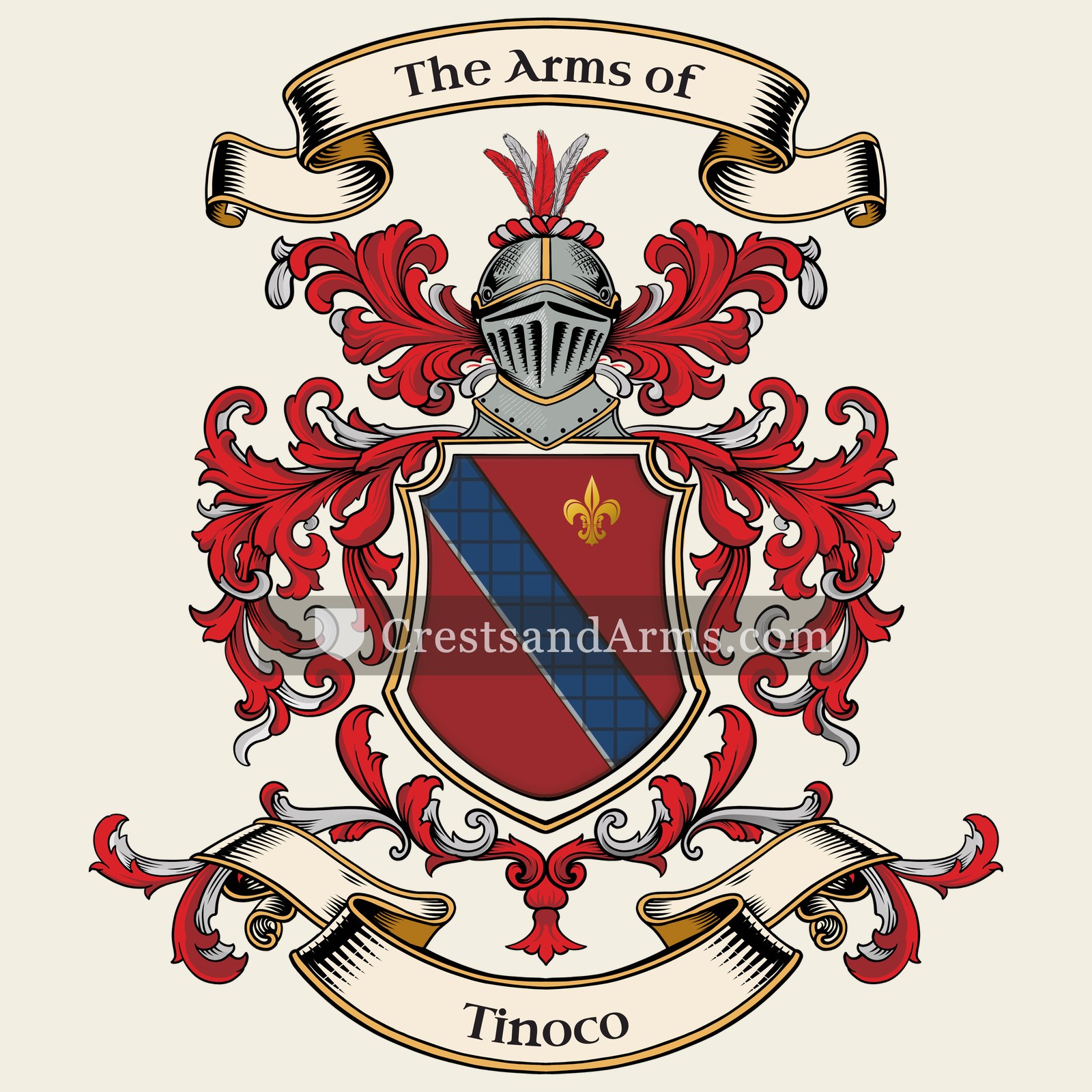 The Tinoco coat of arms, drawn from the recorded blazon