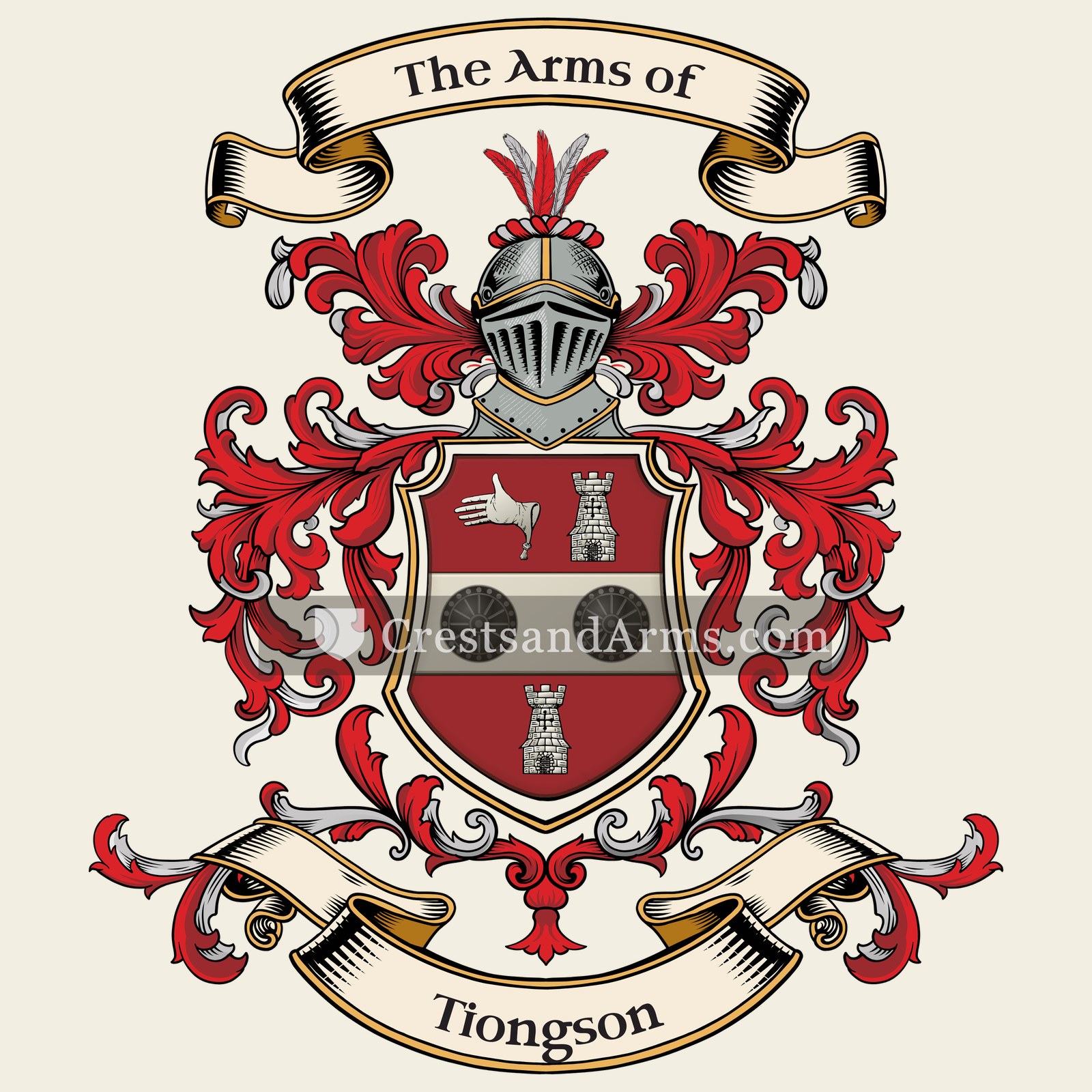 The Tiongson coat of arms, drawn from the recorded blazon