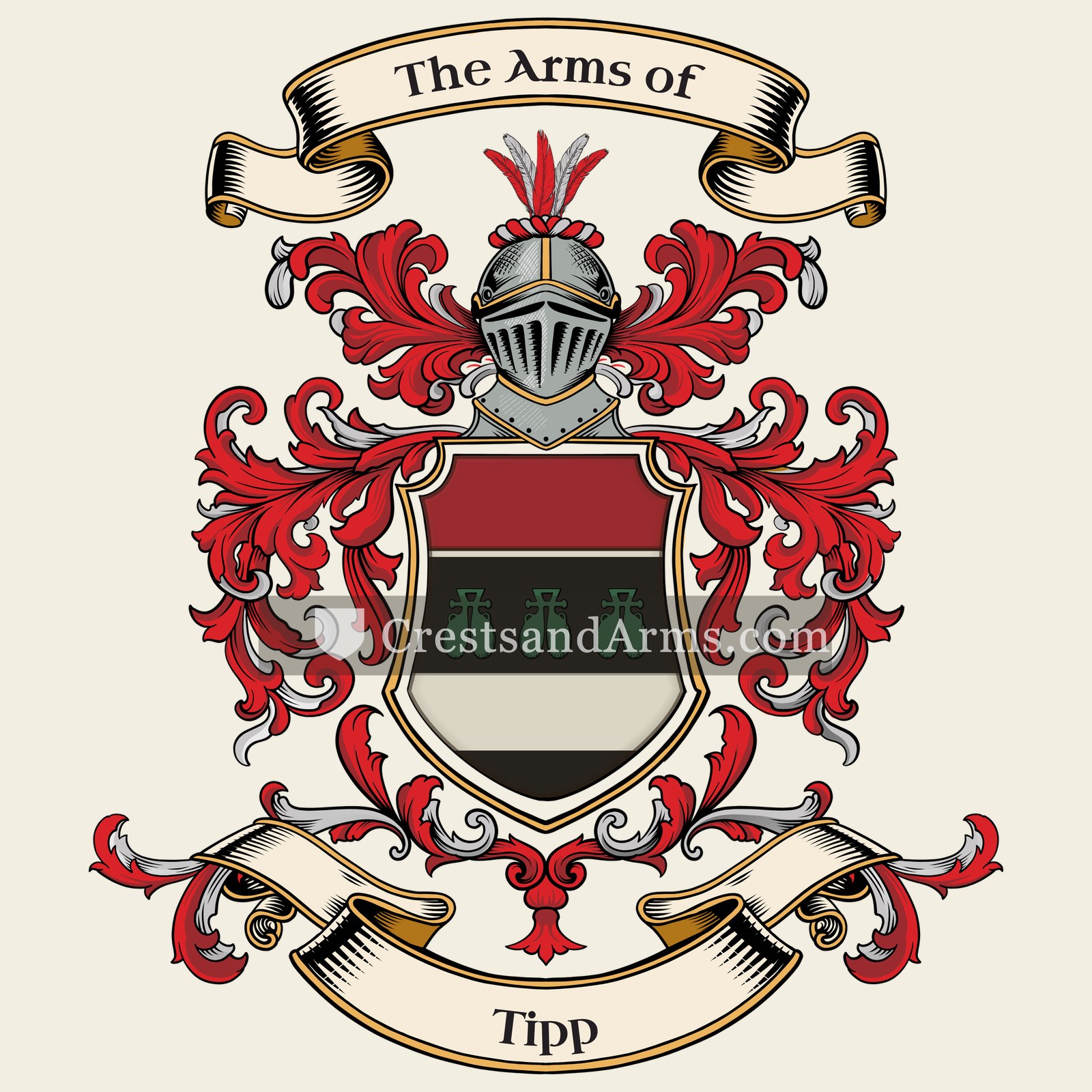 The Tipp coat of arms, drawn from the recorded blazon
